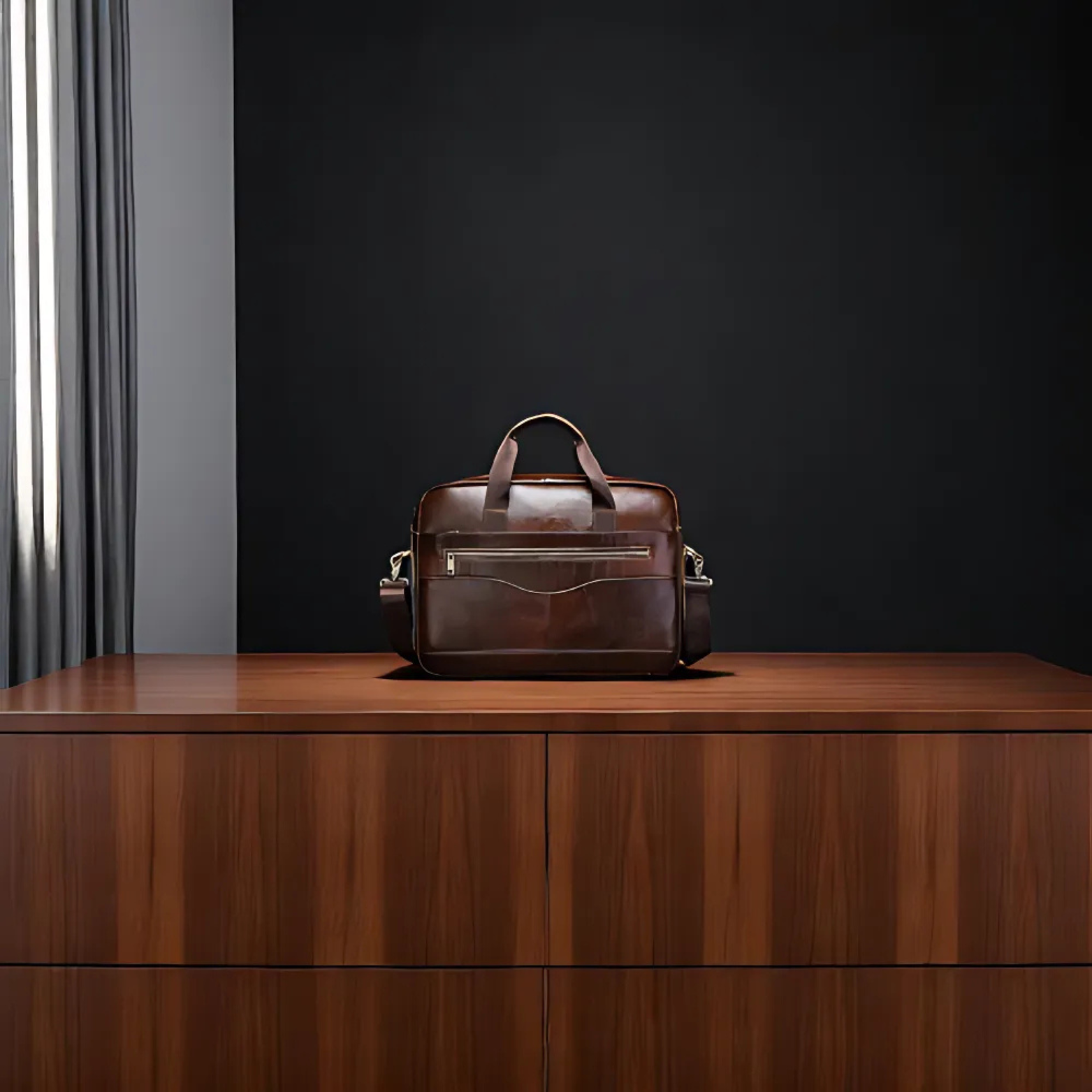Men’s Leather Briefcase Minimal View Display – The Crew