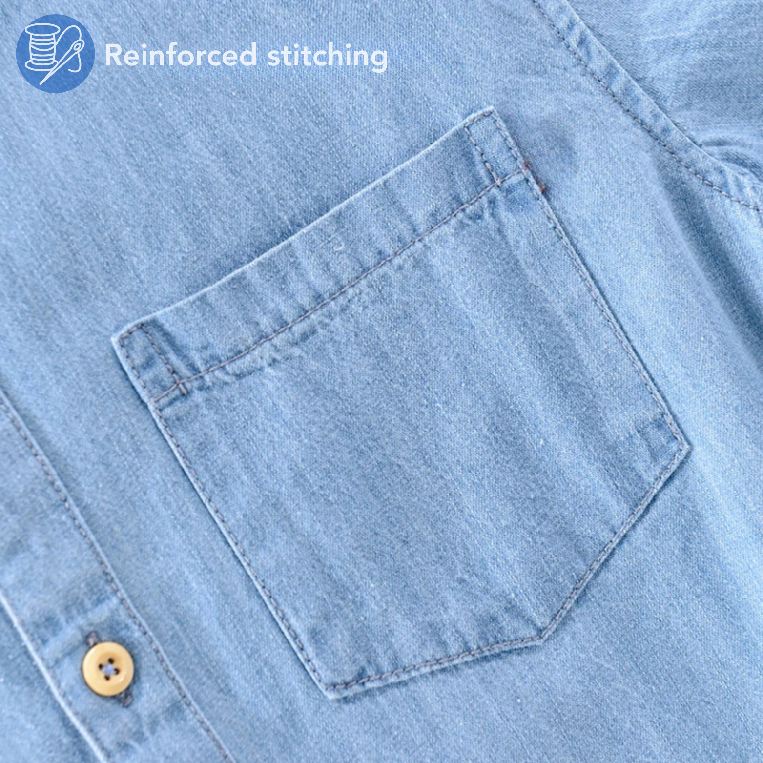 Men’s Denim Shirt Stitching Close-Up – The Crew