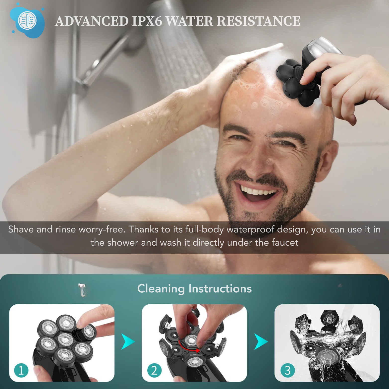 Men using Kensen electric shaver bald head – The Crew