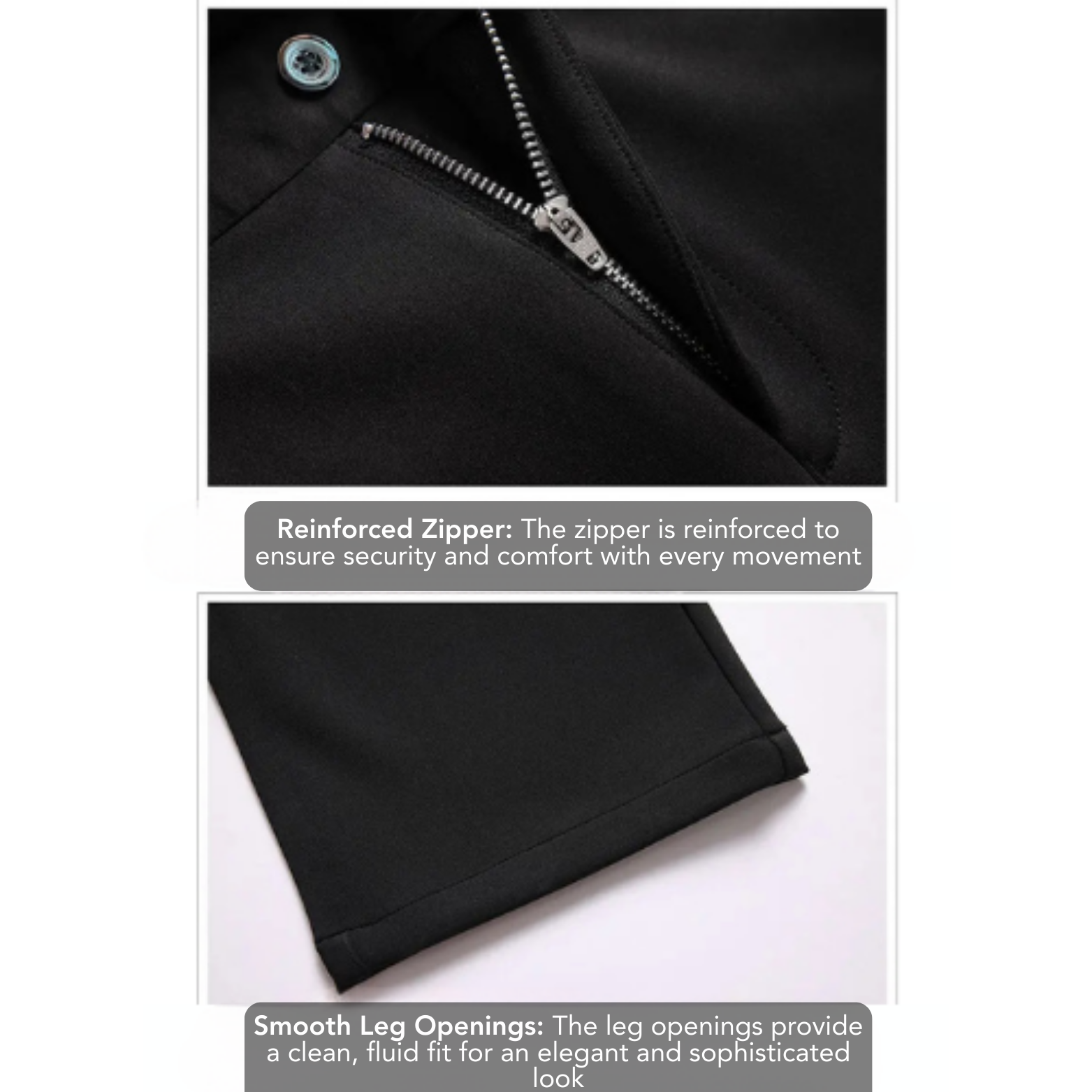 Black stretch dress pants Zipper detail – The Crew