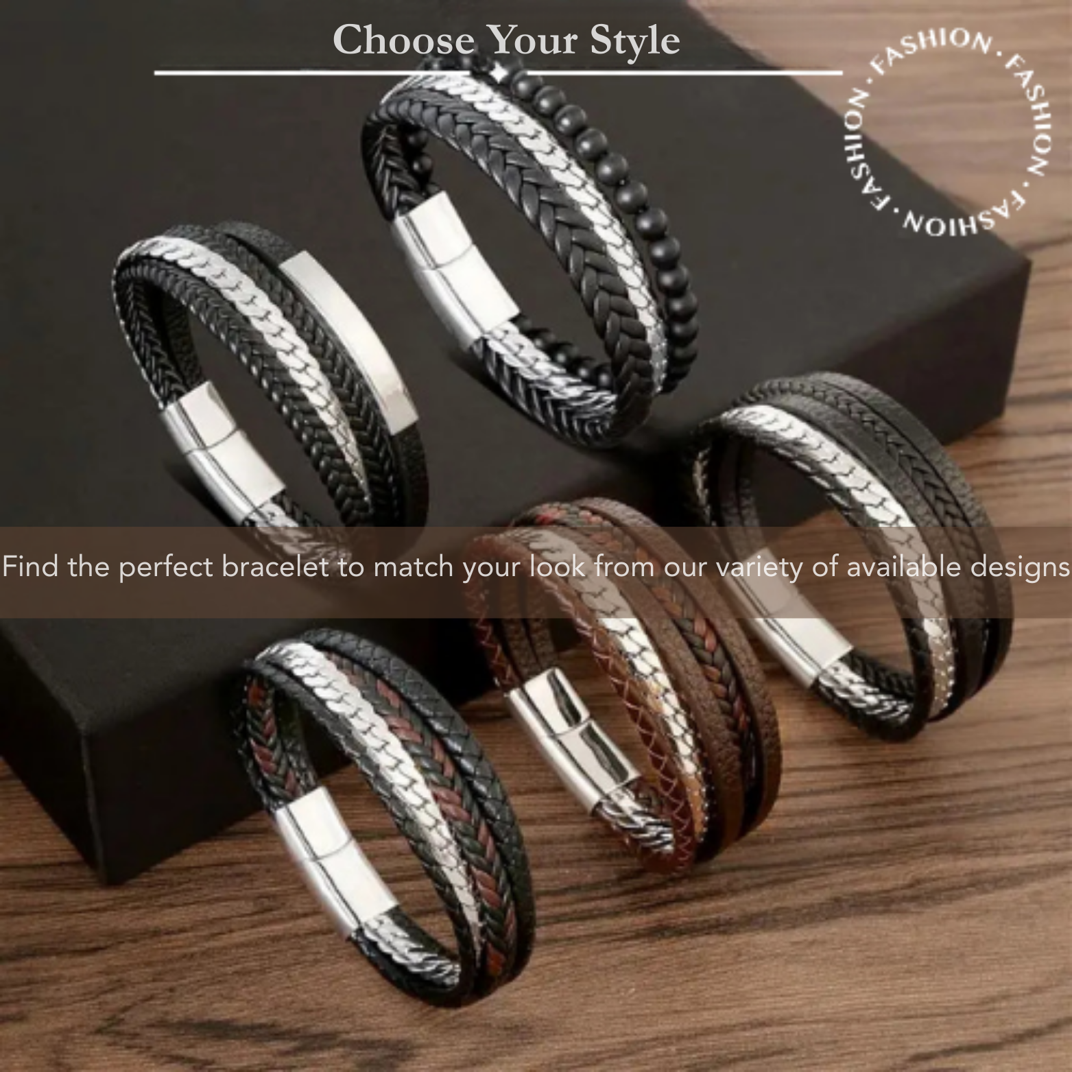  leather steel bracelet casual – The Crew
