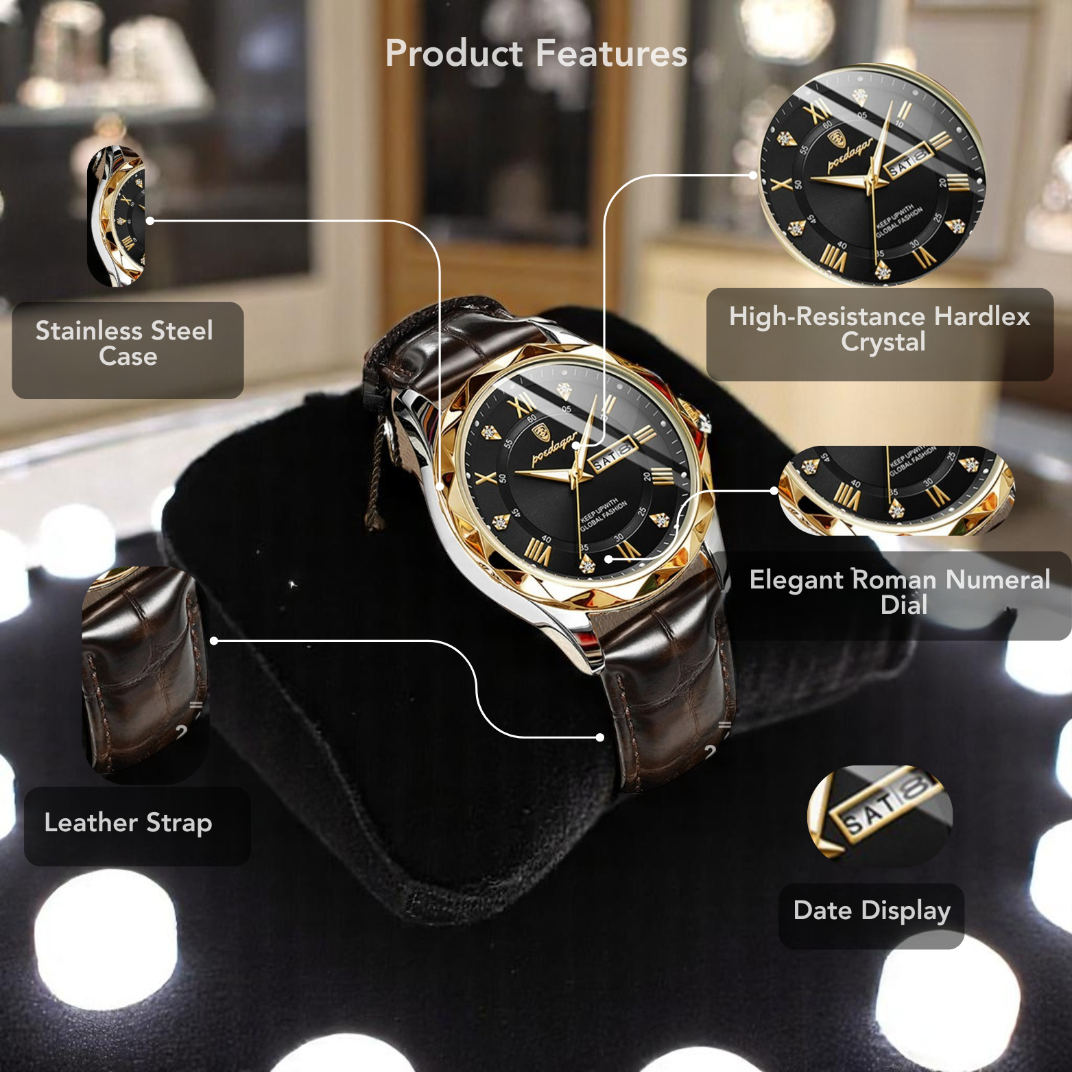 POEDAGAR 615 Luxury Executive Watch Desk Lifestyle – The Crew