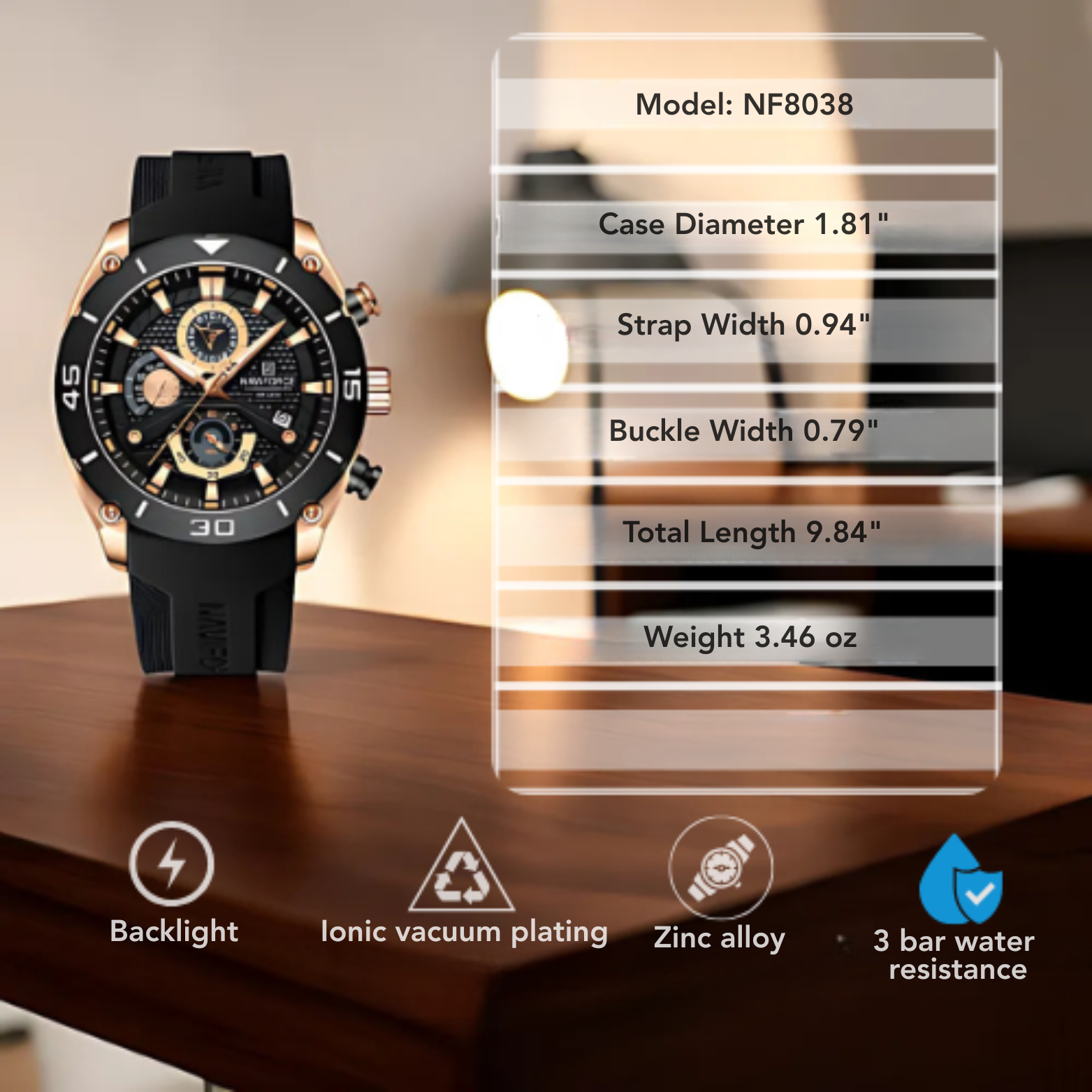 NAVIFORCE NF8038 Sport Chronograph Business Lifestyle Shot – The Crew