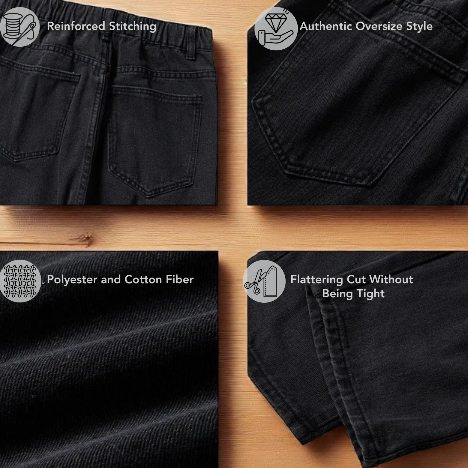 Men baggy jeans fabric details – The Crew