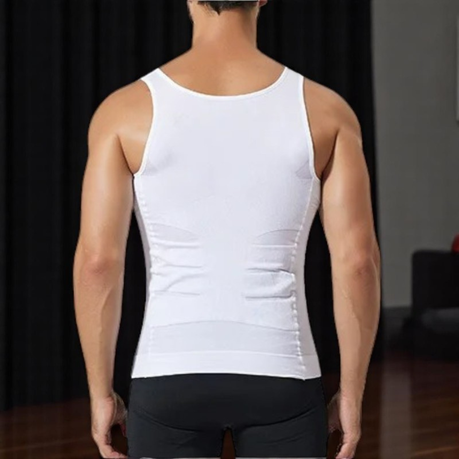 Men’s White Slimming Tank Back View – The Crew
