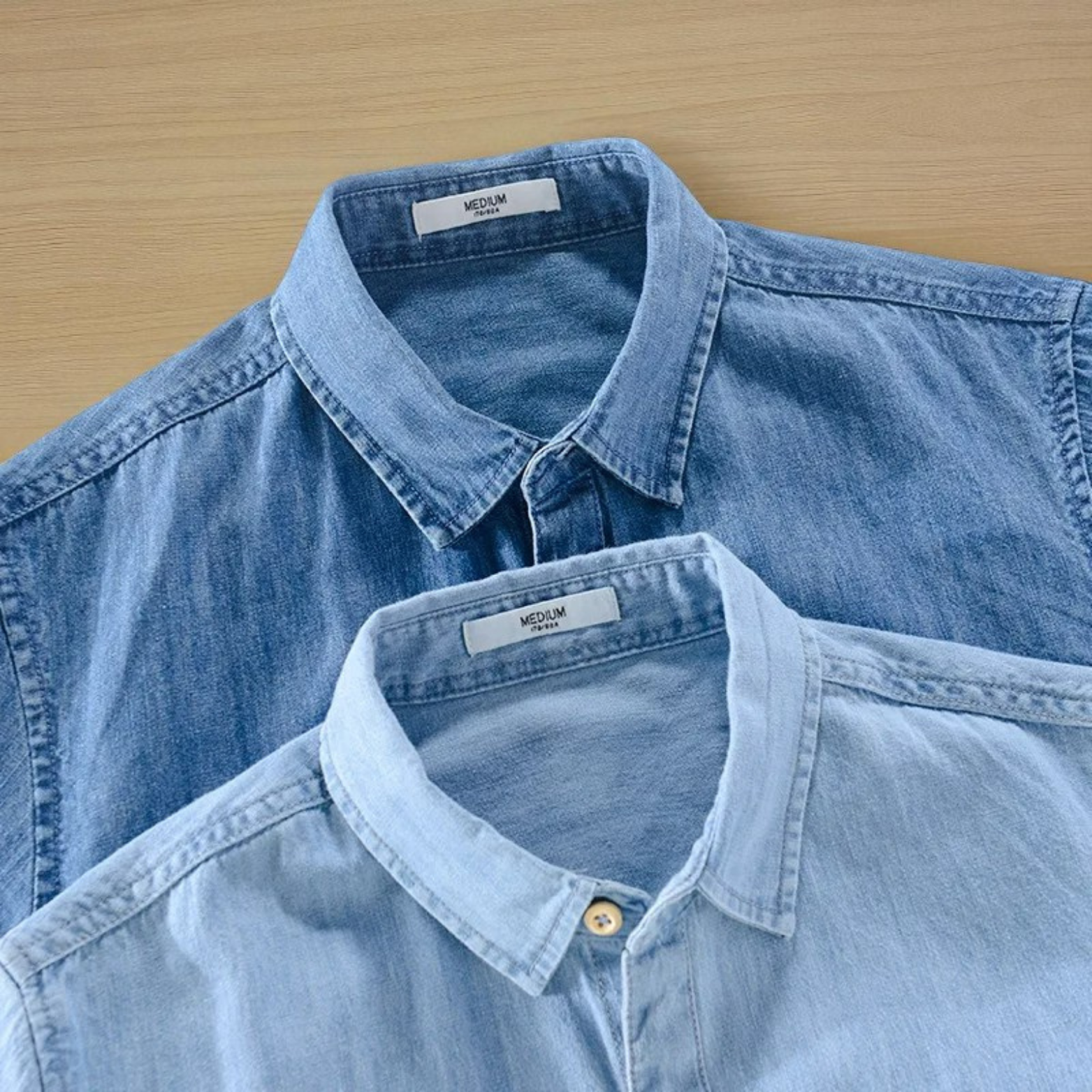 Men’s Casual Denim Shirt Folded Flat Lay – The Crew