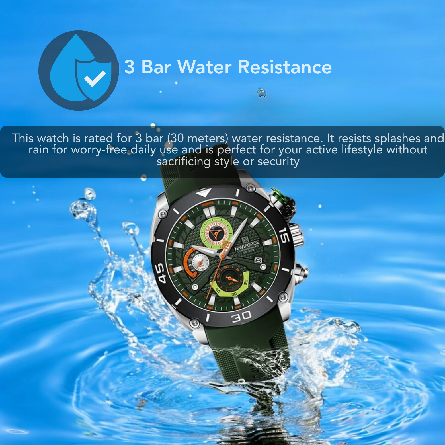 NAVIFORCE NF8038 Sport Chronograph 3ATM Water Resistance Test – The Crew