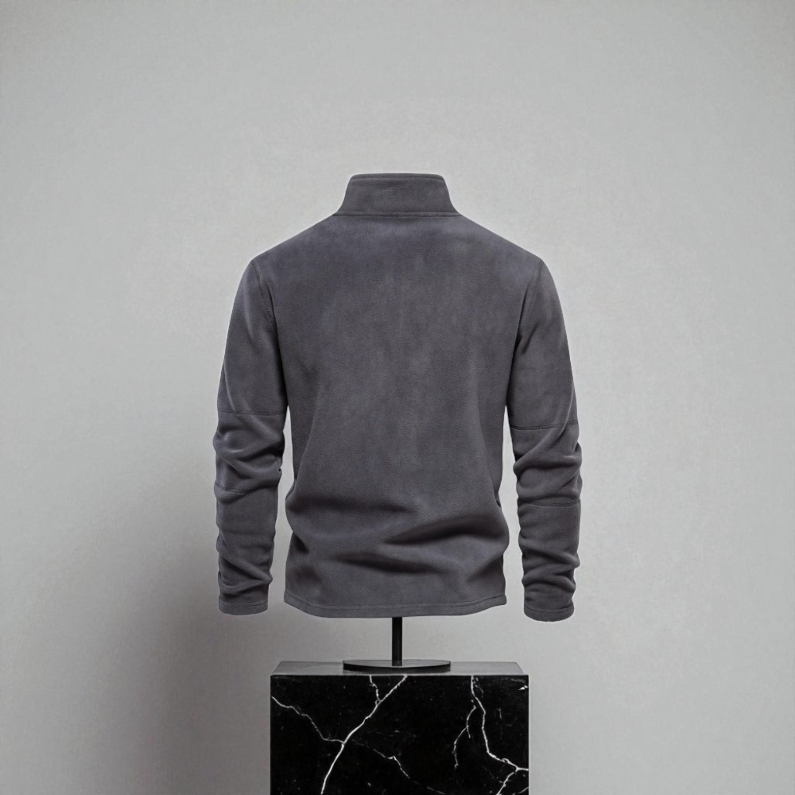 Grey Men’s Warm Fleece Jacket Back View – The Crew