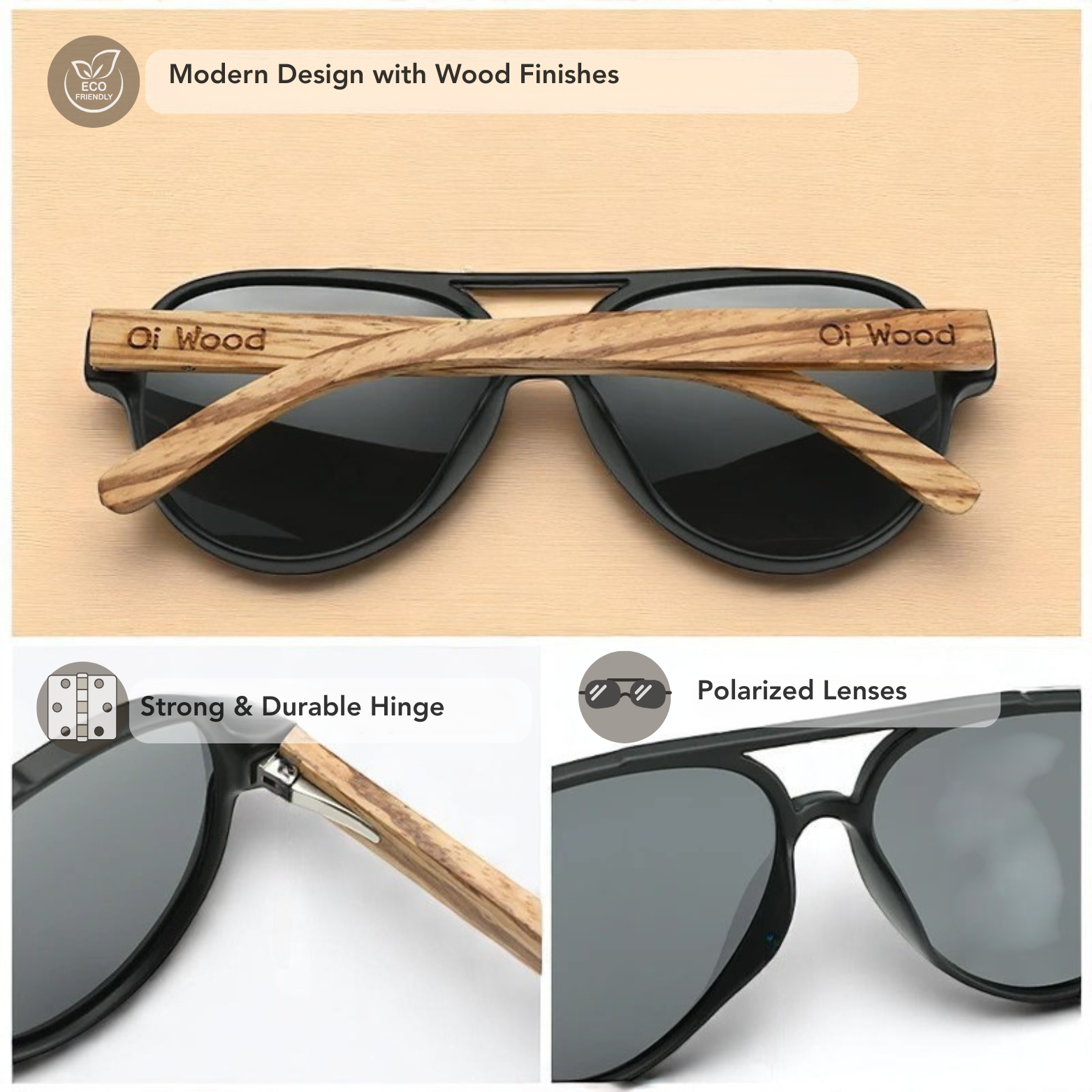 Wood polarized sunglasses wood texture close up – The Crew