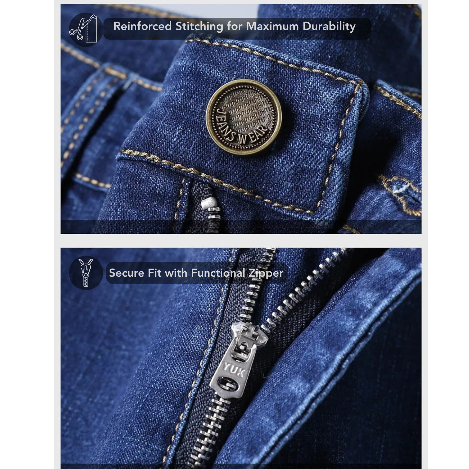 Men slim fit jeans button zipper detail – The Crew