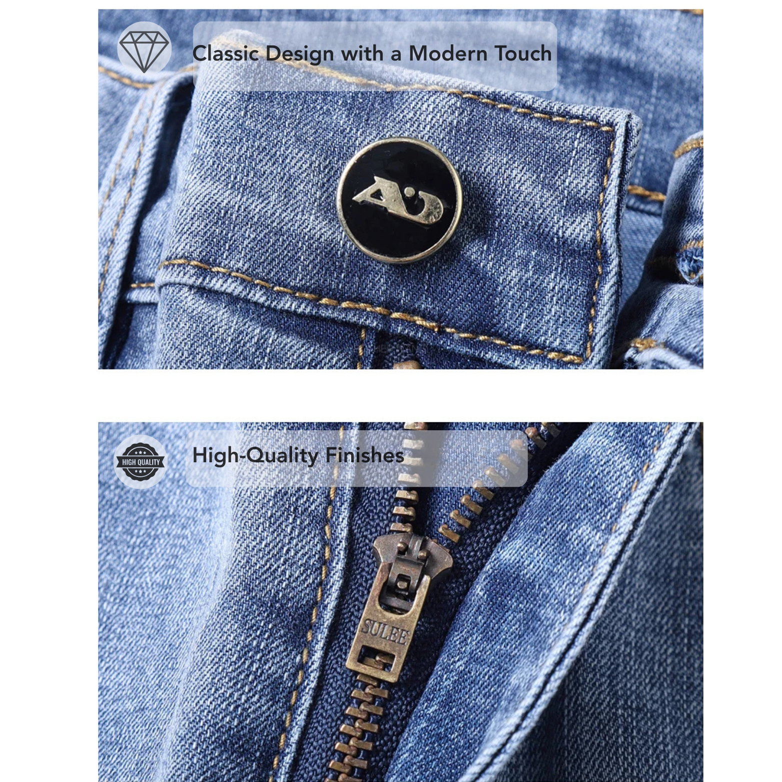 Men slim stretch jeans pocket rivet detail – The Crew