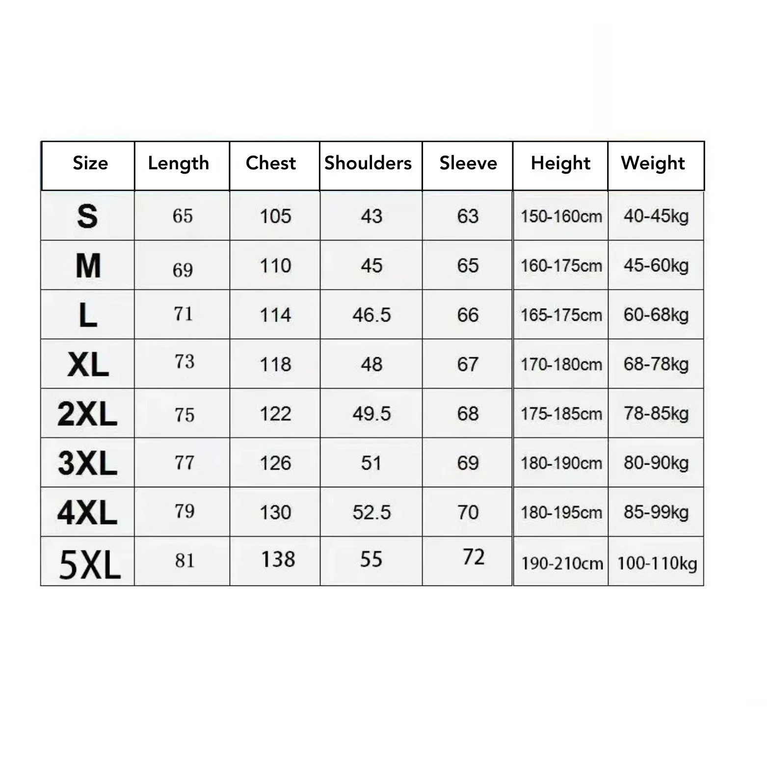 Men’s 3D Print Slim Fit Shirt Size Chart – The Crew