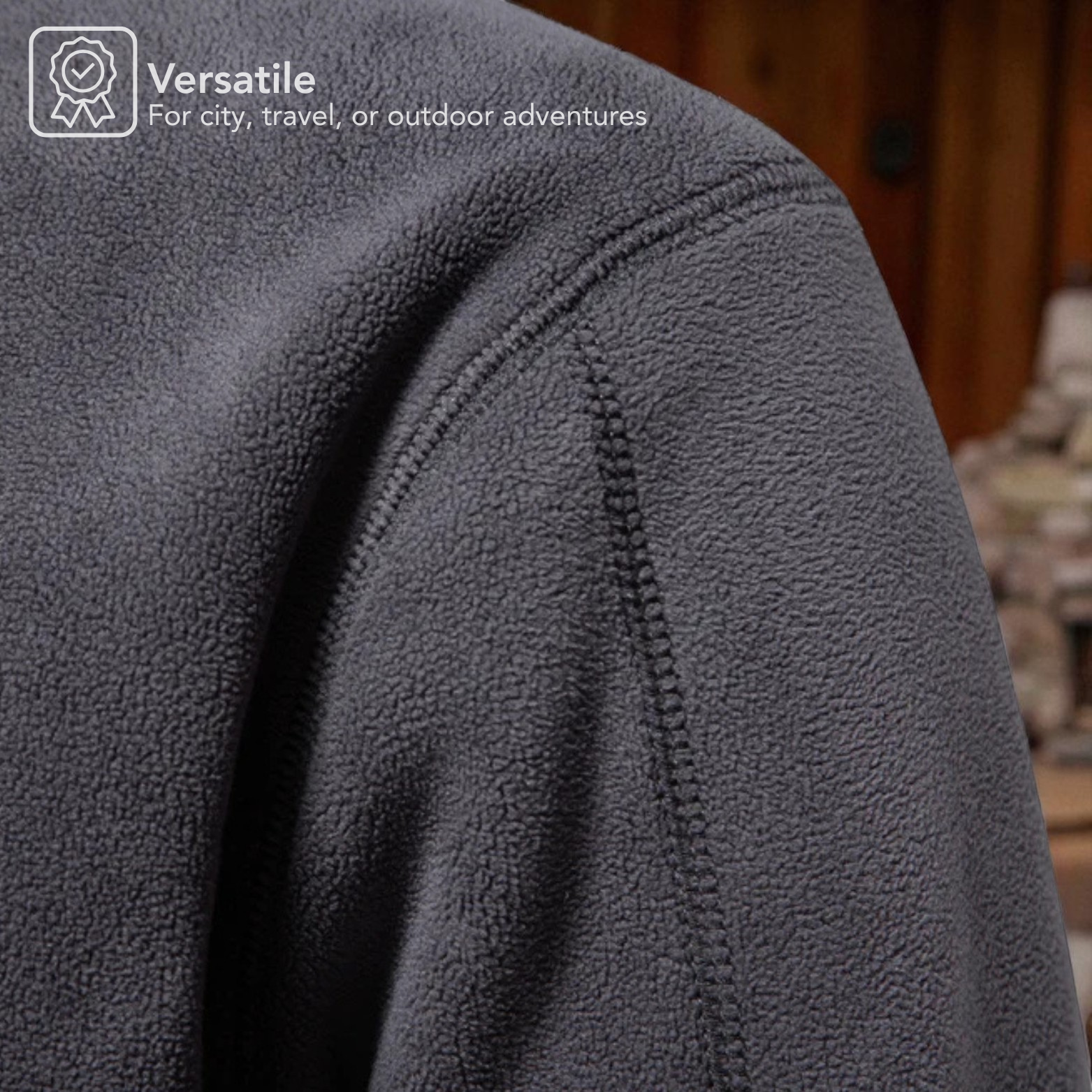 Men’s Fleece Jacket Shoulder  Detail – The Crew