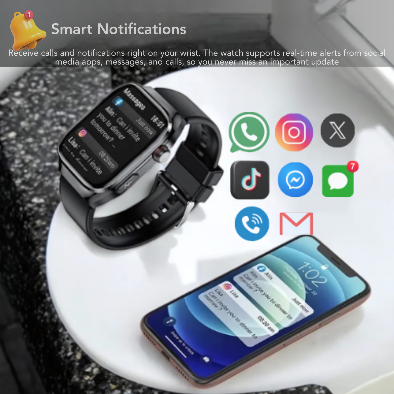 ECG Smartwatch Advanced Smart Notifications – The Crew