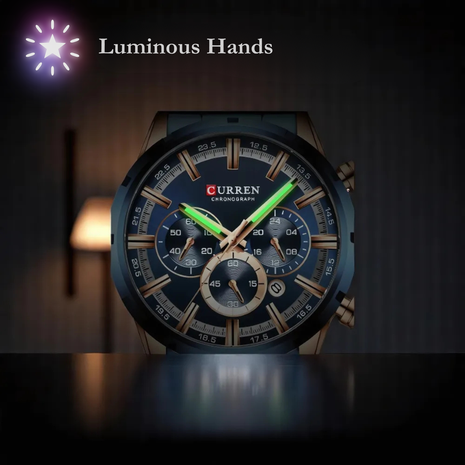 Luxury Blue Steel Curren Men’s Chronograph Watch – The Crew