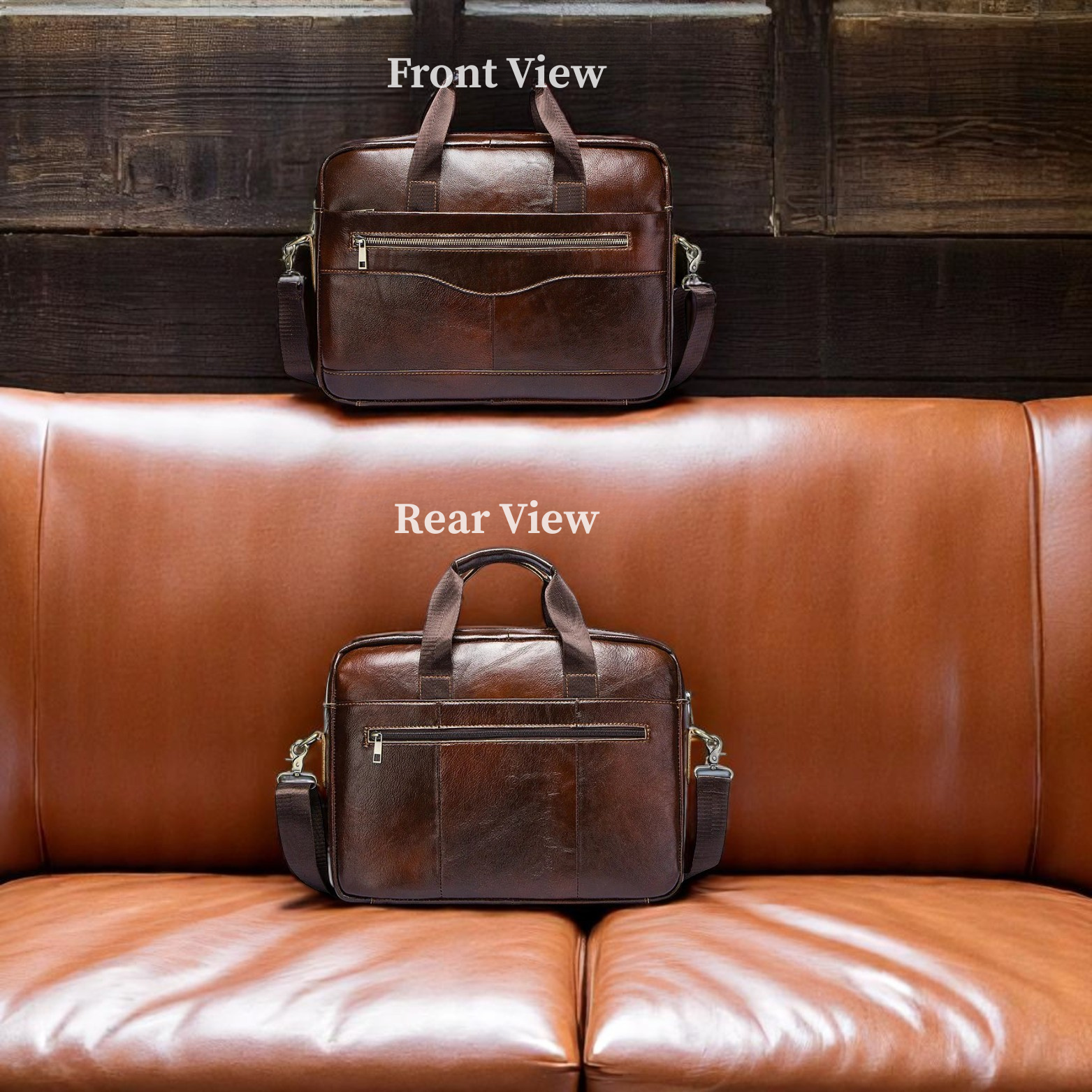 Men’s Leather Back and Front View – The Crew