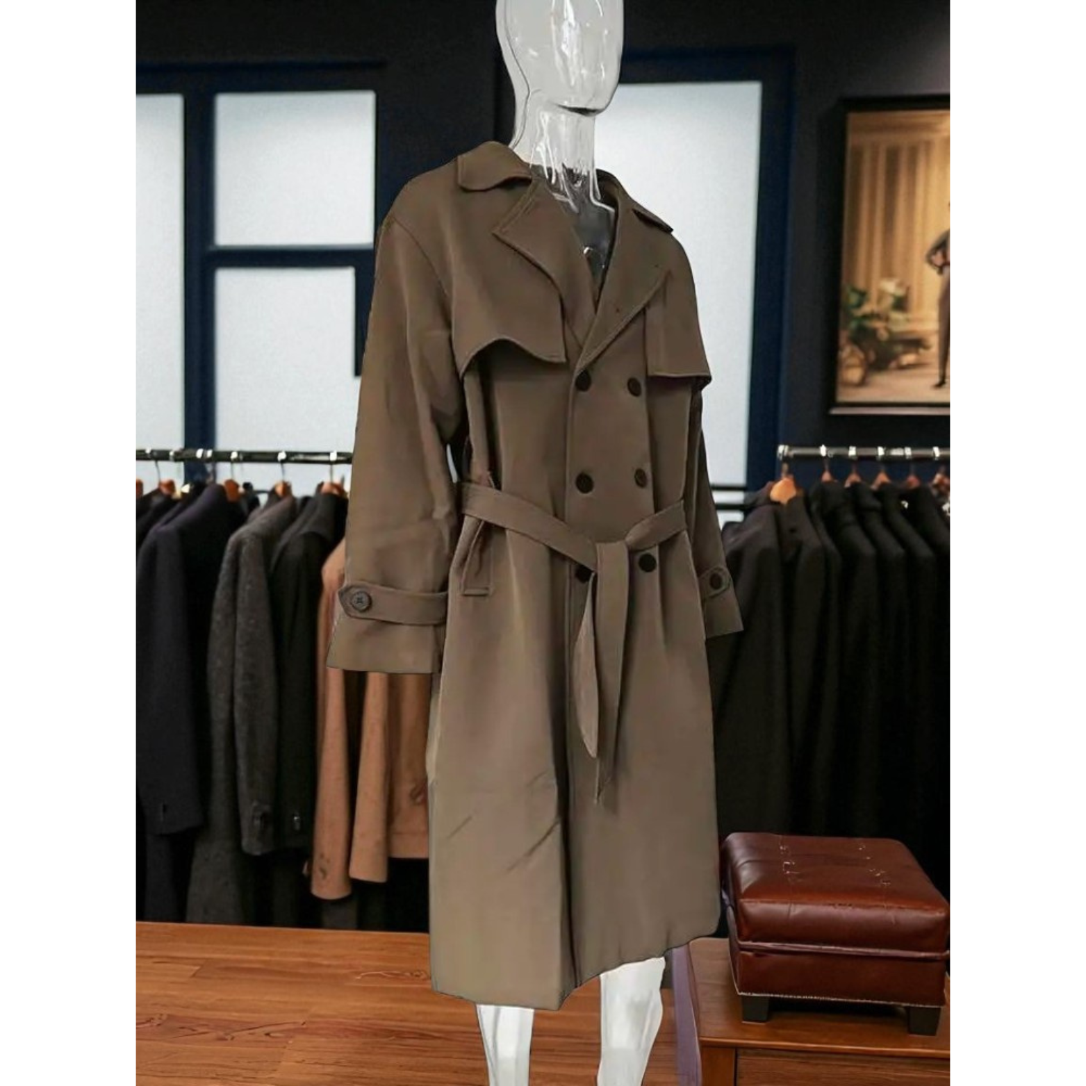 Men Korean style trench coat showroom lifestyle – The Crew
