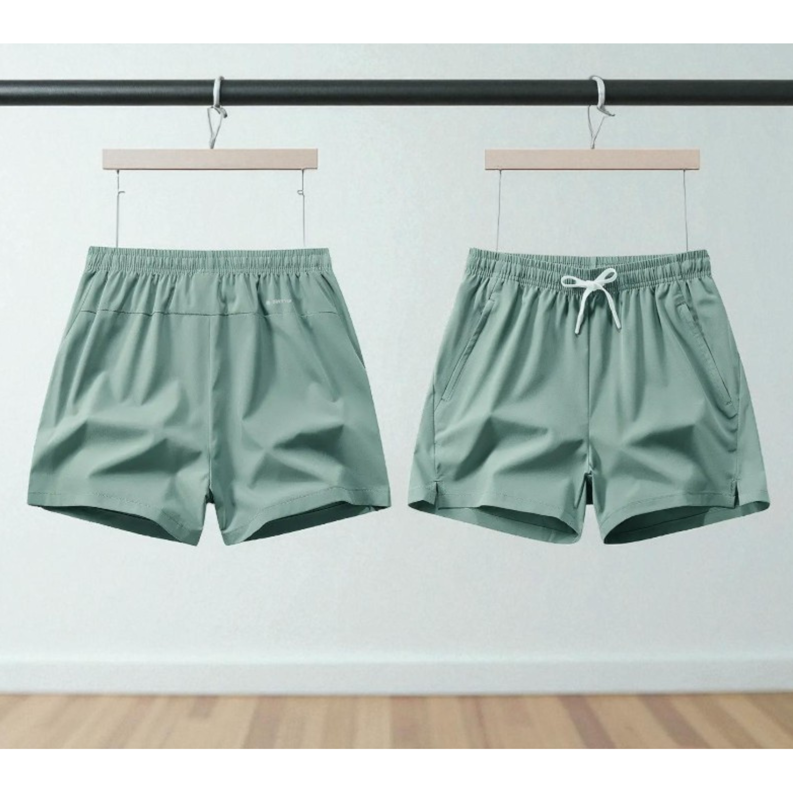 Green Ice Silk Shorts Hanging – The Crew