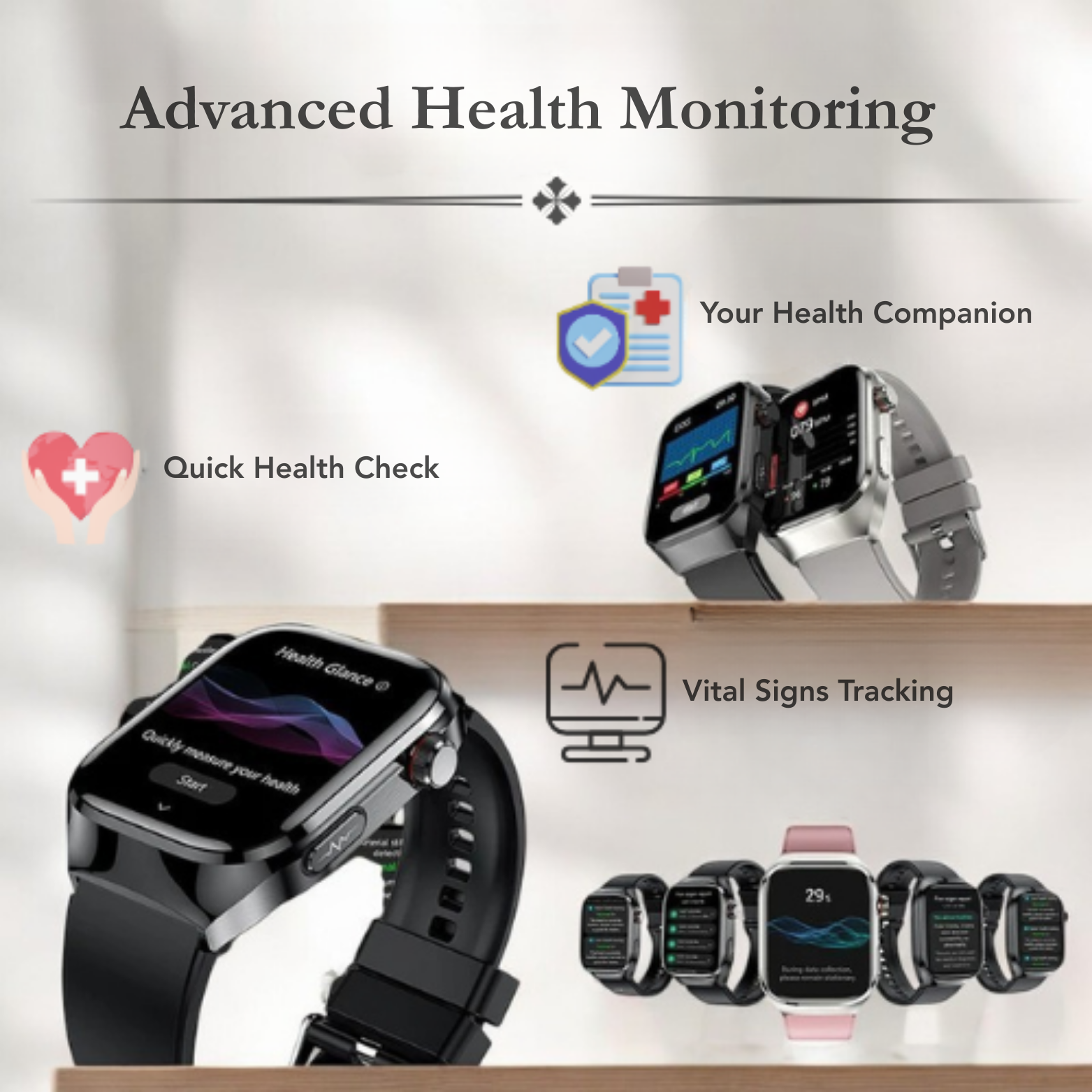 ECG Smartwatch Advanced Health Monitoring Icons – The Crew