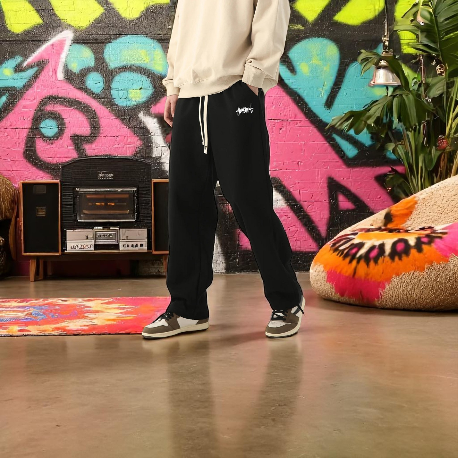 Men baggy jogger pants streetwear outfit – The Crew