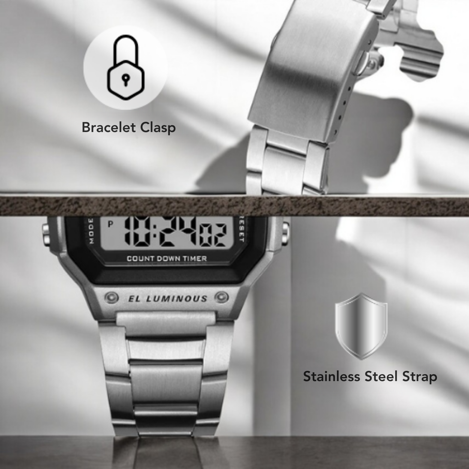 PANARS Silver Stainless Steel Digital Watch Features – The Crew