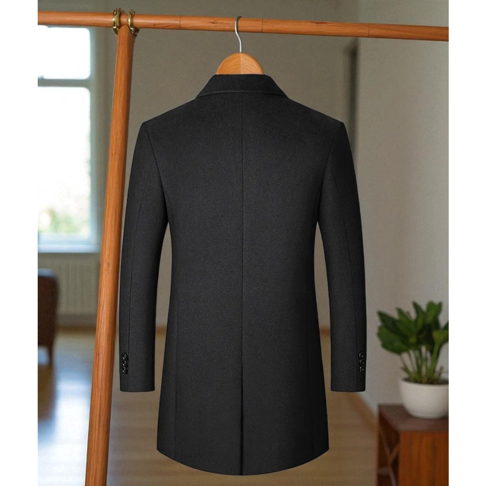 Men trench coat back view on hanger – The Crew