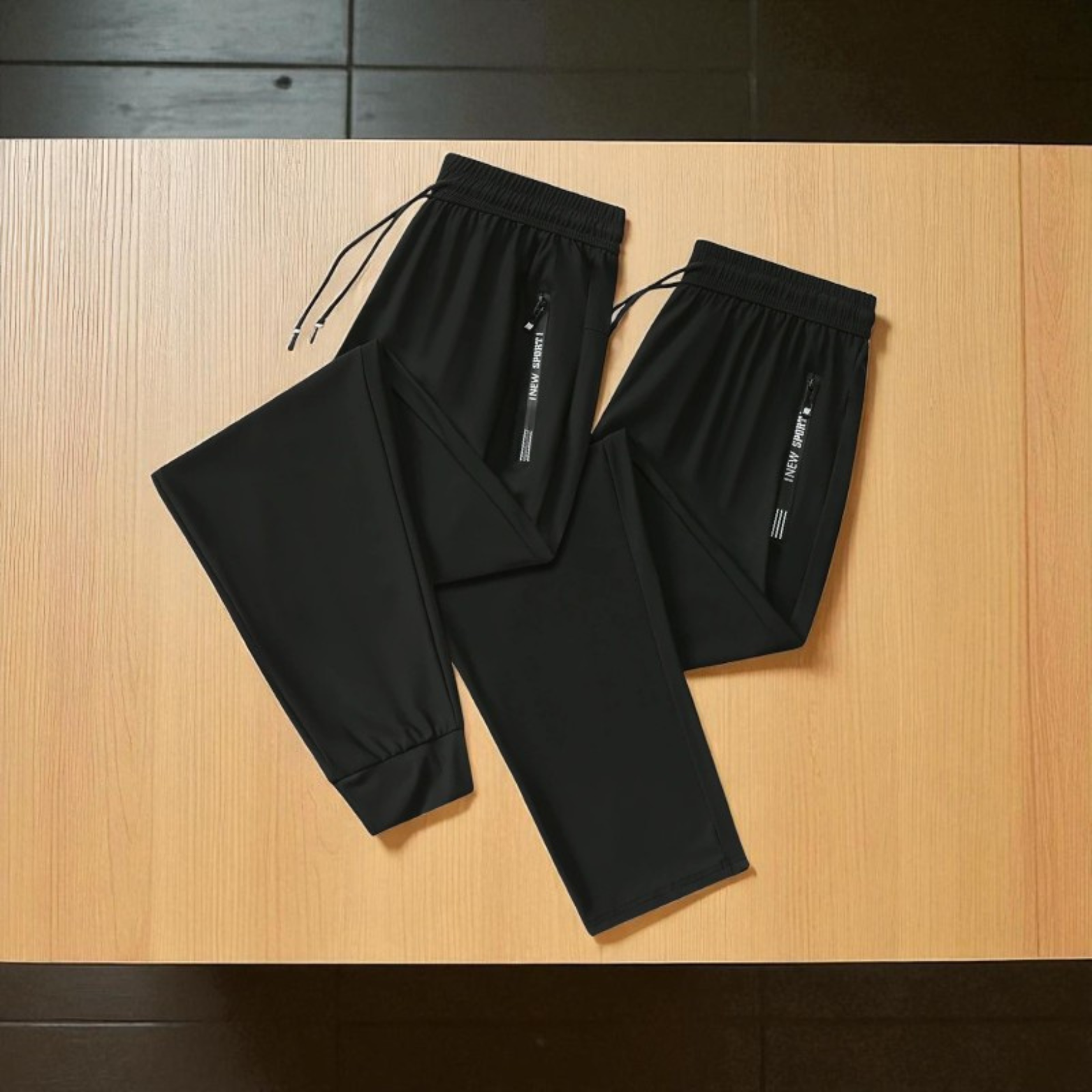 Men’s Ice Silk Joggers Folded Flat Lay – The Crew