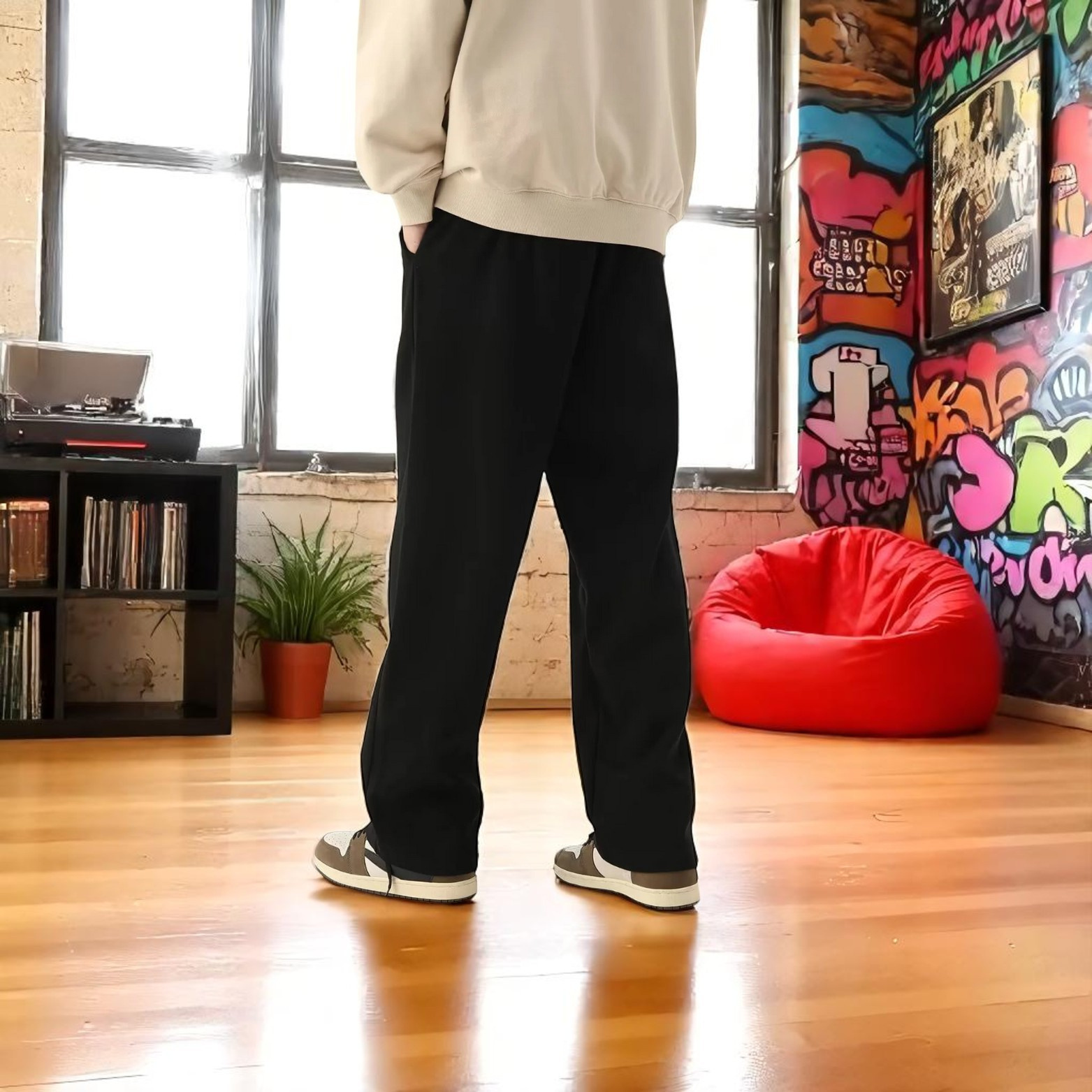 Men  Black baggy jogger pants streetwear outfit – The Crew