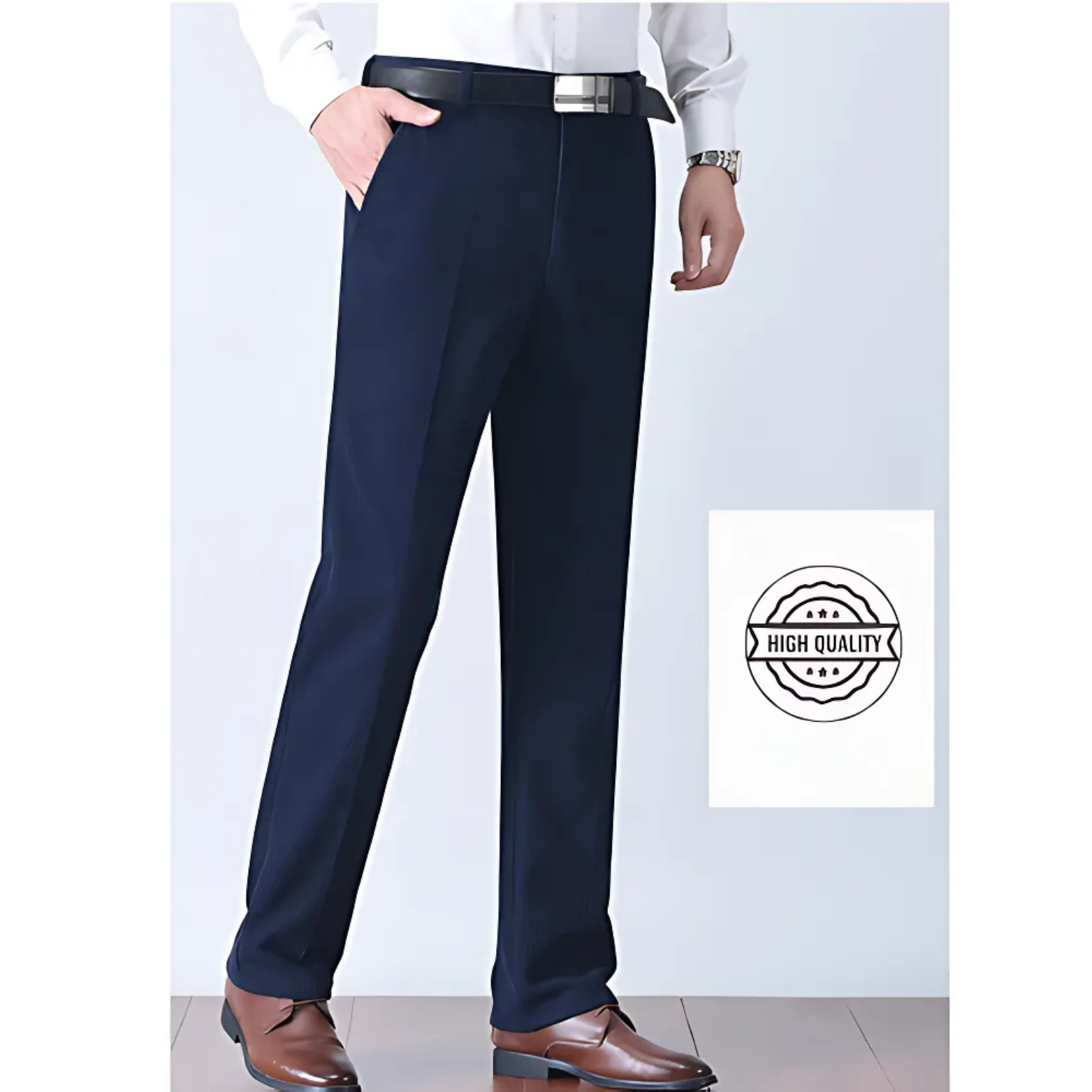 Men wearing navy corduroy pants front – The Crew