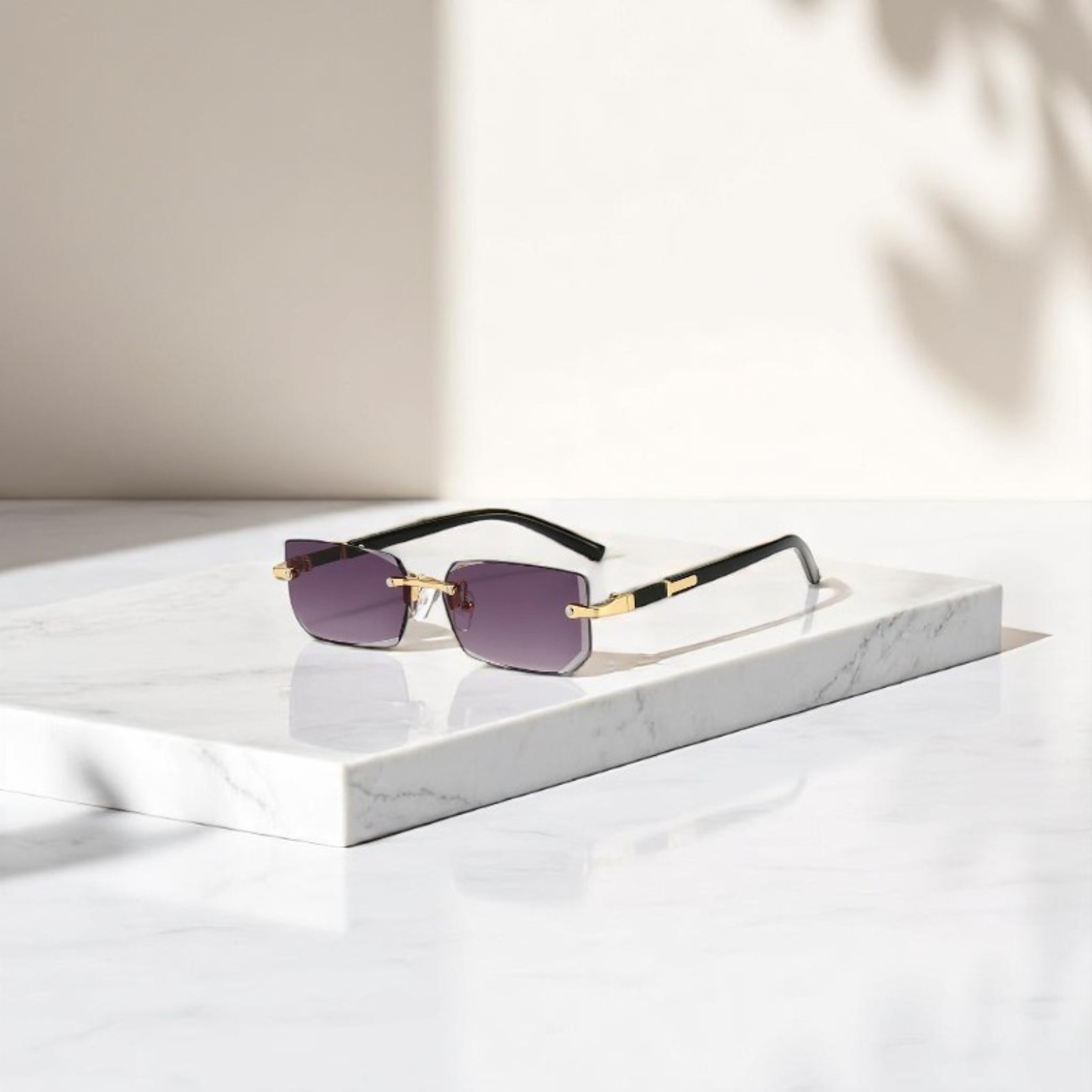 Men’s Rimless Square Sunglasses Champagne Lens – The Crew