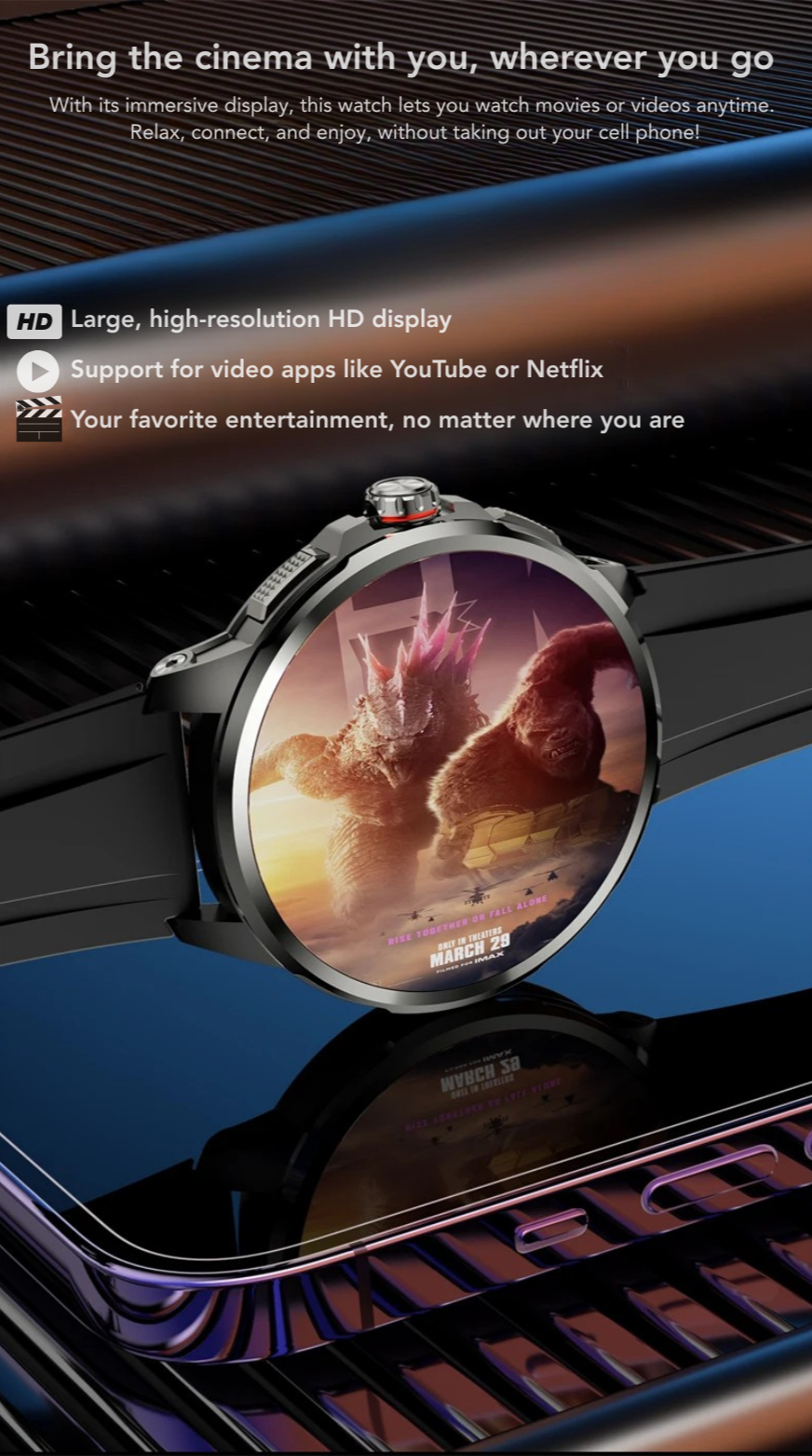 5G Smartwatch Premium Display Close-Up – The Crew