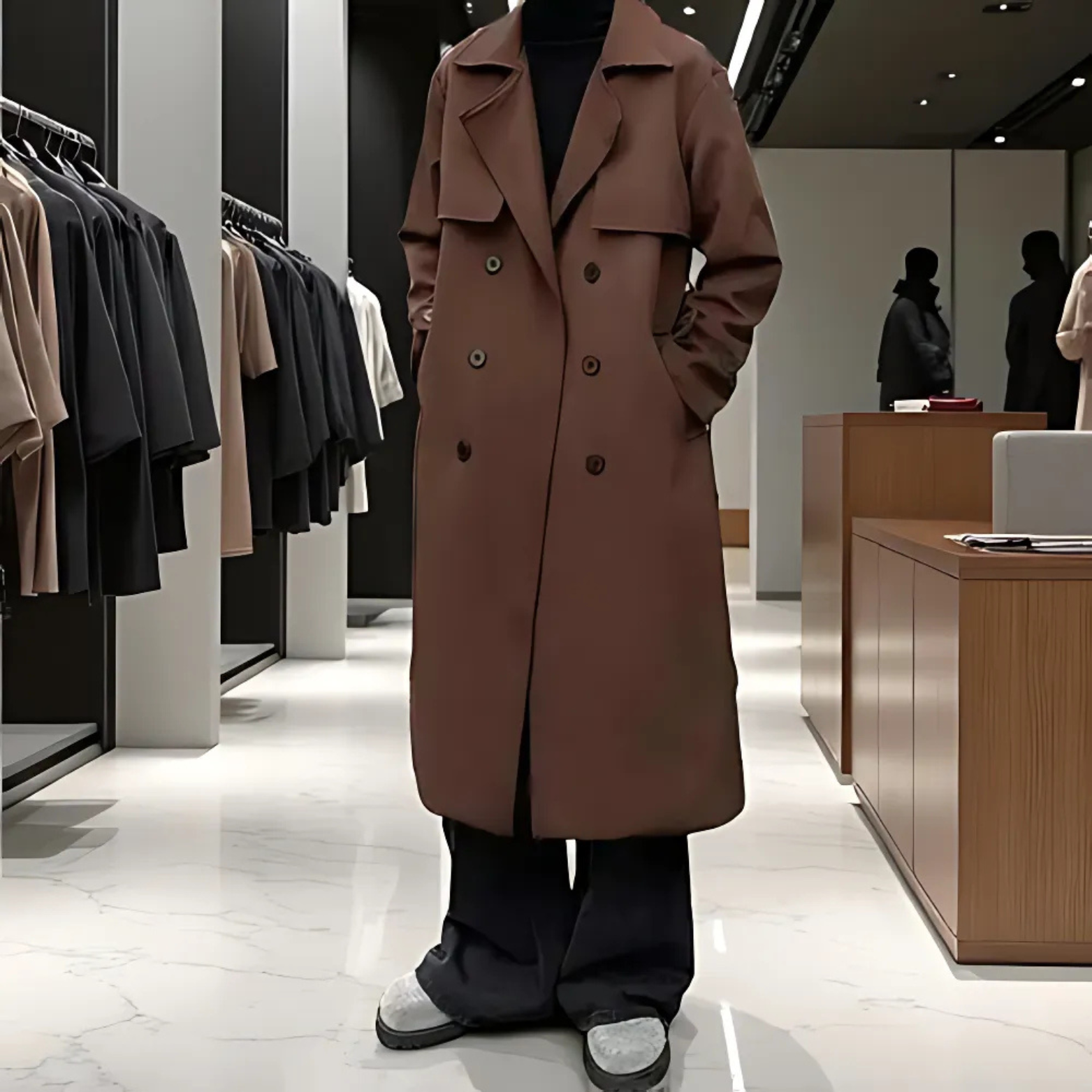 Korean Long Trench Coat for Men – Modern Urban Style