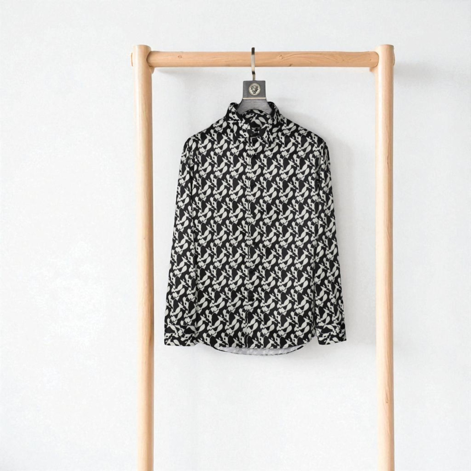 Black White 3D Print Slim Fit Shirt – The Crew