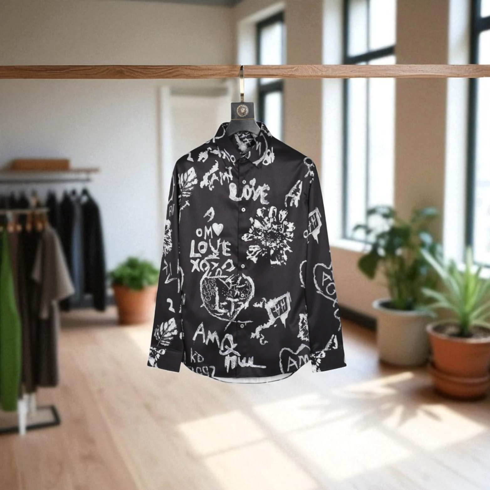 Black Minimal 3D Print Slim Fit Shirt – The Crew