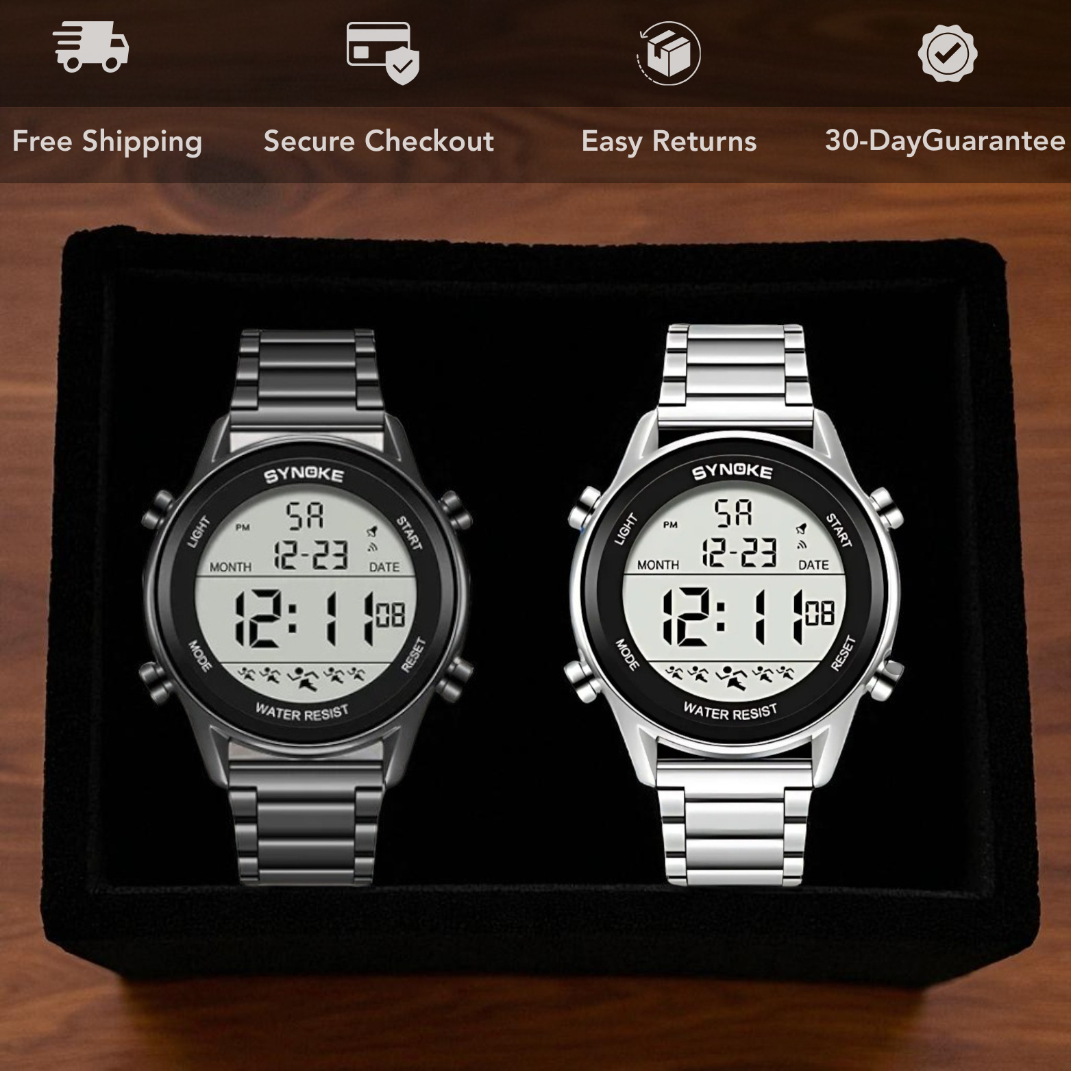 SYNOKE Stainless Steel Digital Watch Dual Color Options – The Crew