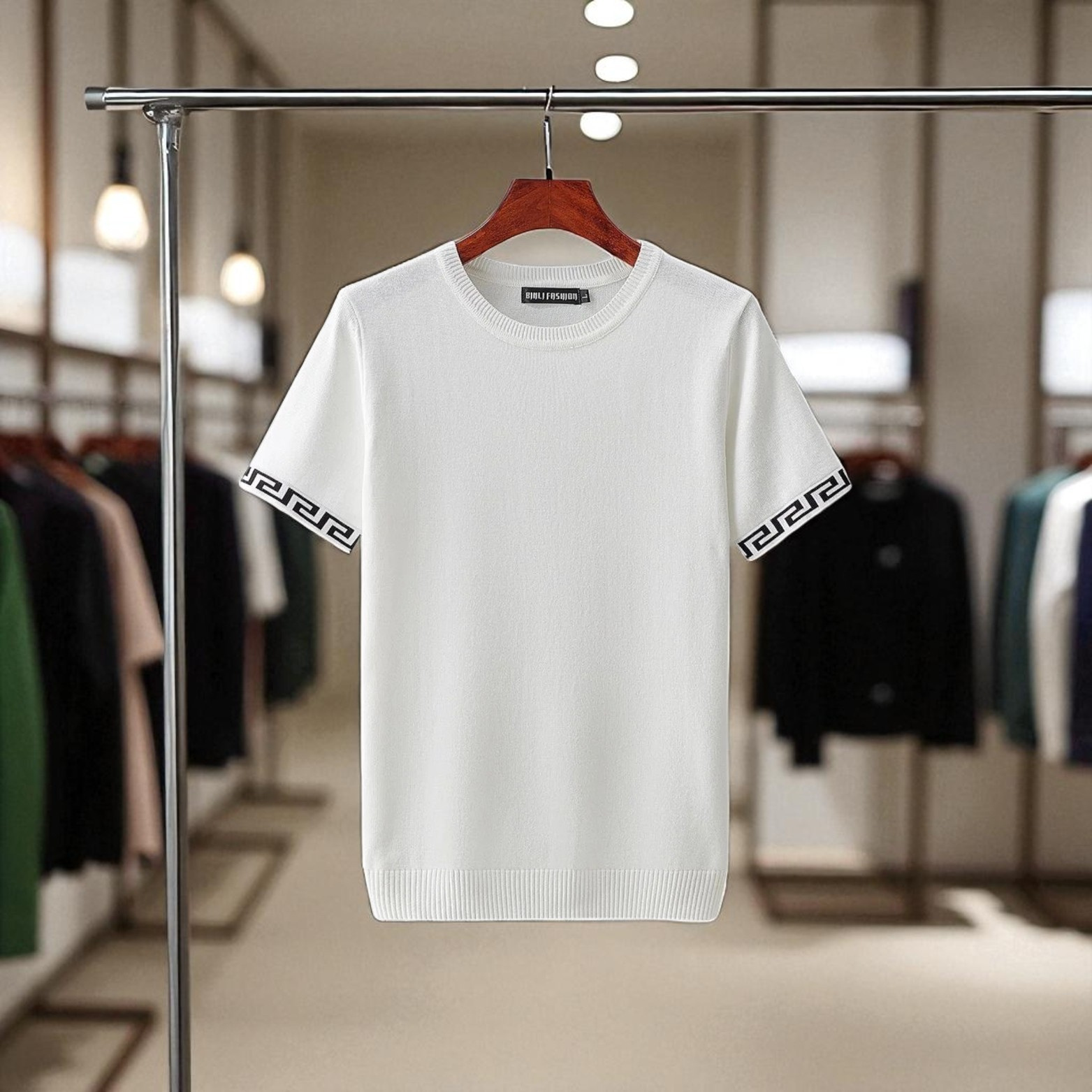 White Cotton Knit T-Shirt Sweater on Rack – The Crew