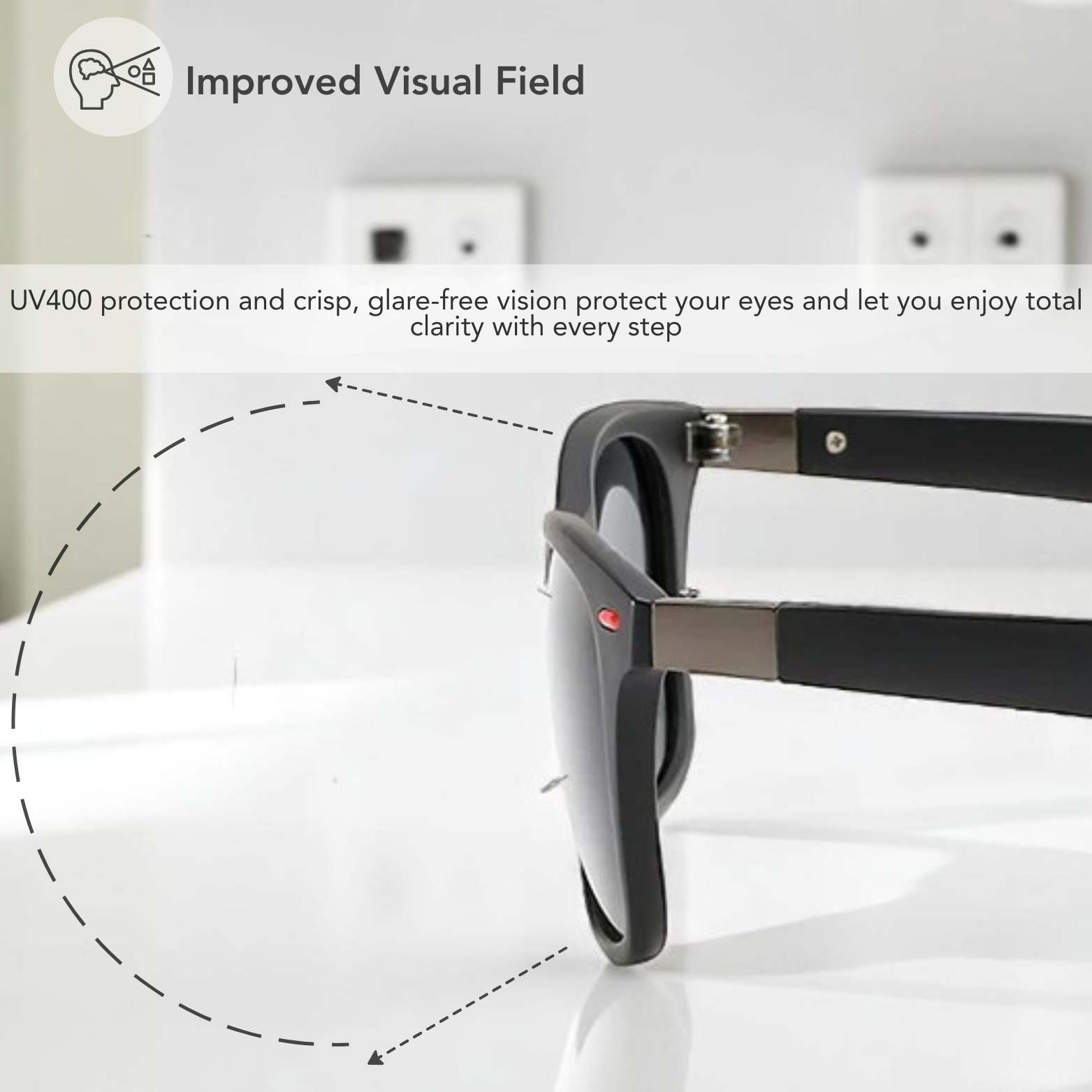 Polarized sunglasses hinge and frame detail – The Crew