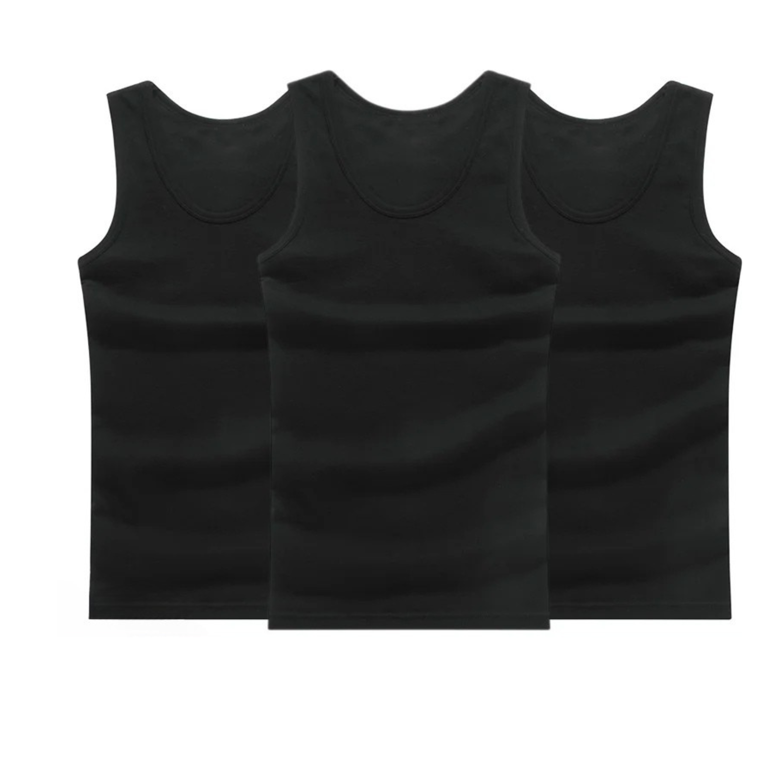 Black sleeveless cotton tank tops folded – The Crew