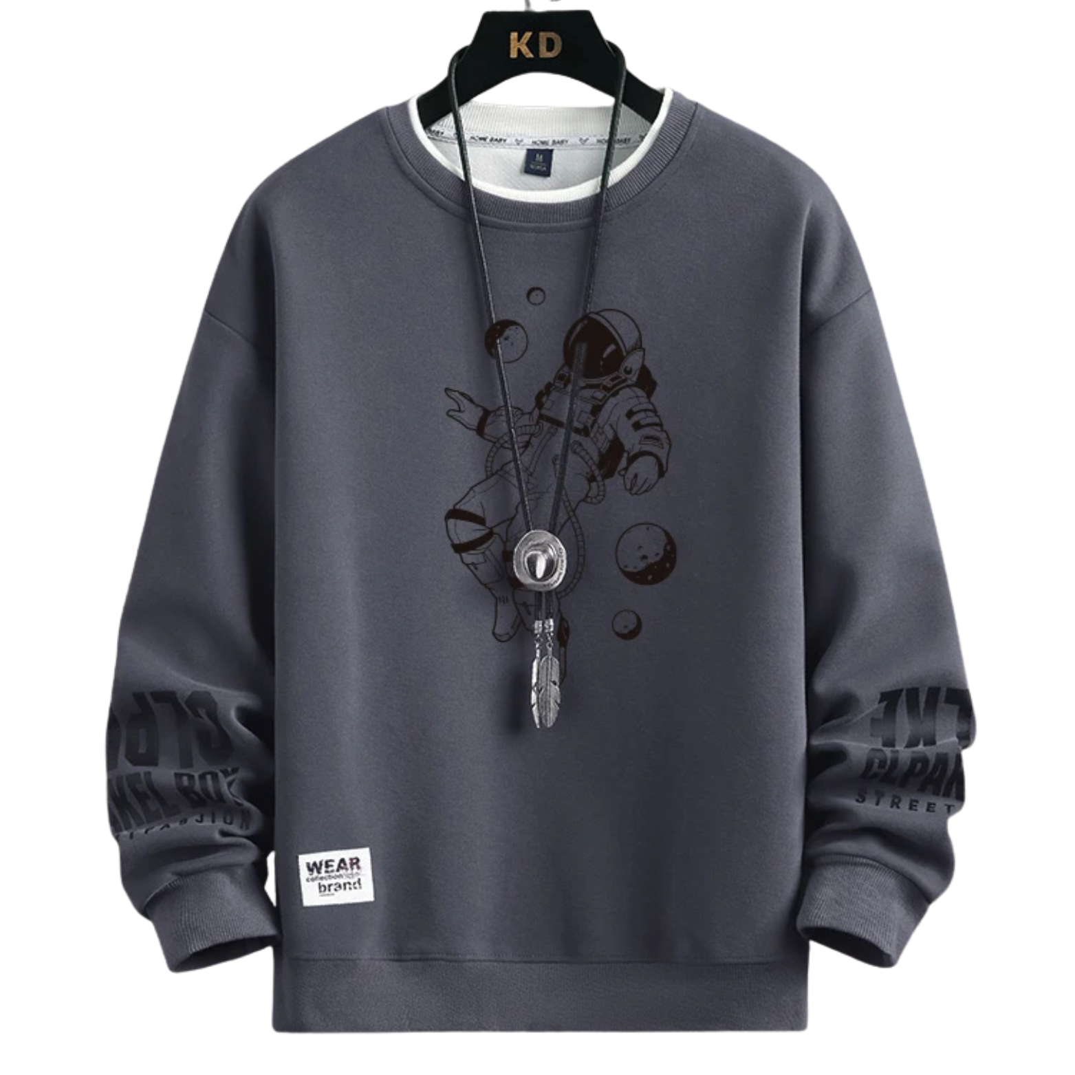 Men’s Moon Print Sweatshirt Gray Front View – The Crew