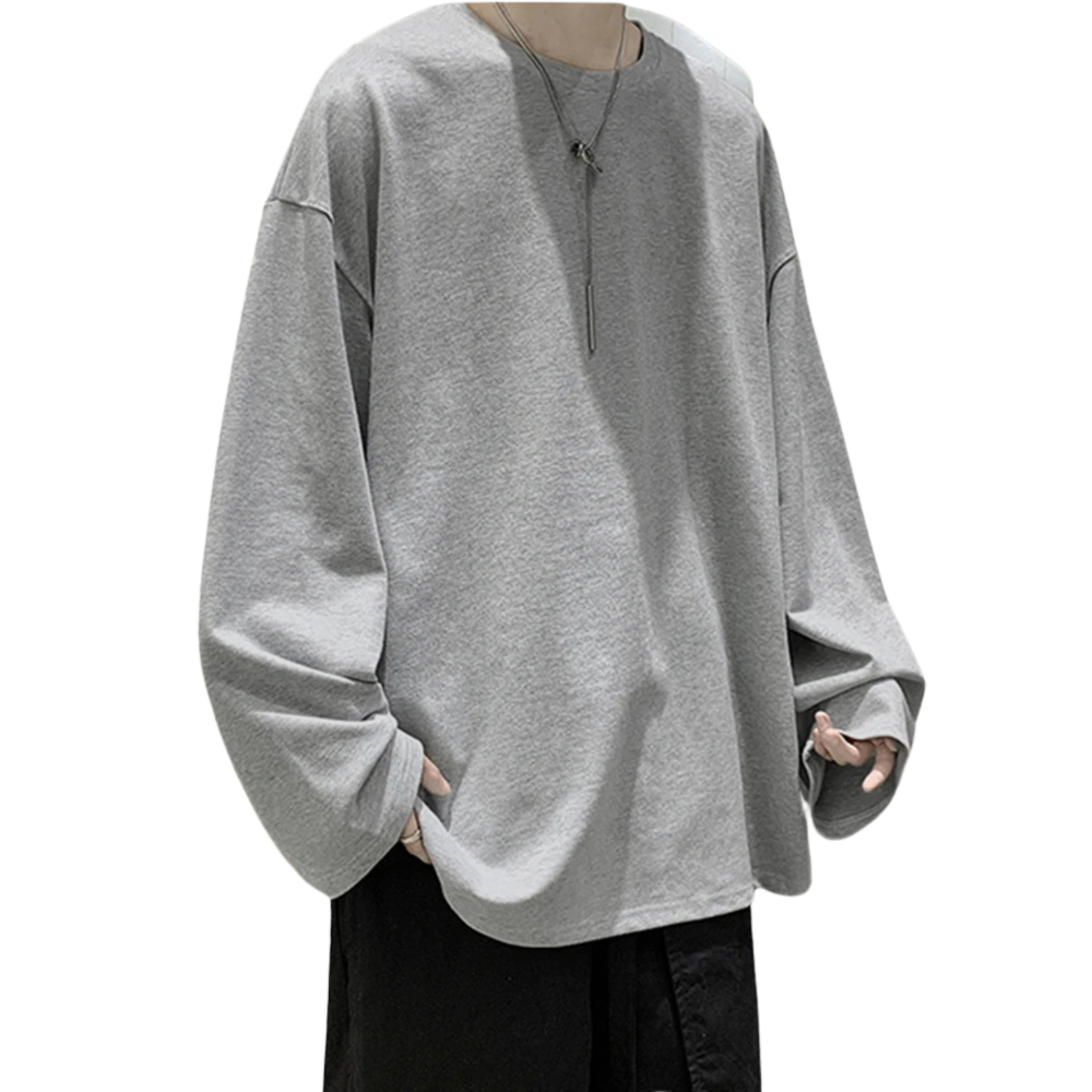 Gray oversized cotton t-shirt outfit – The Crew