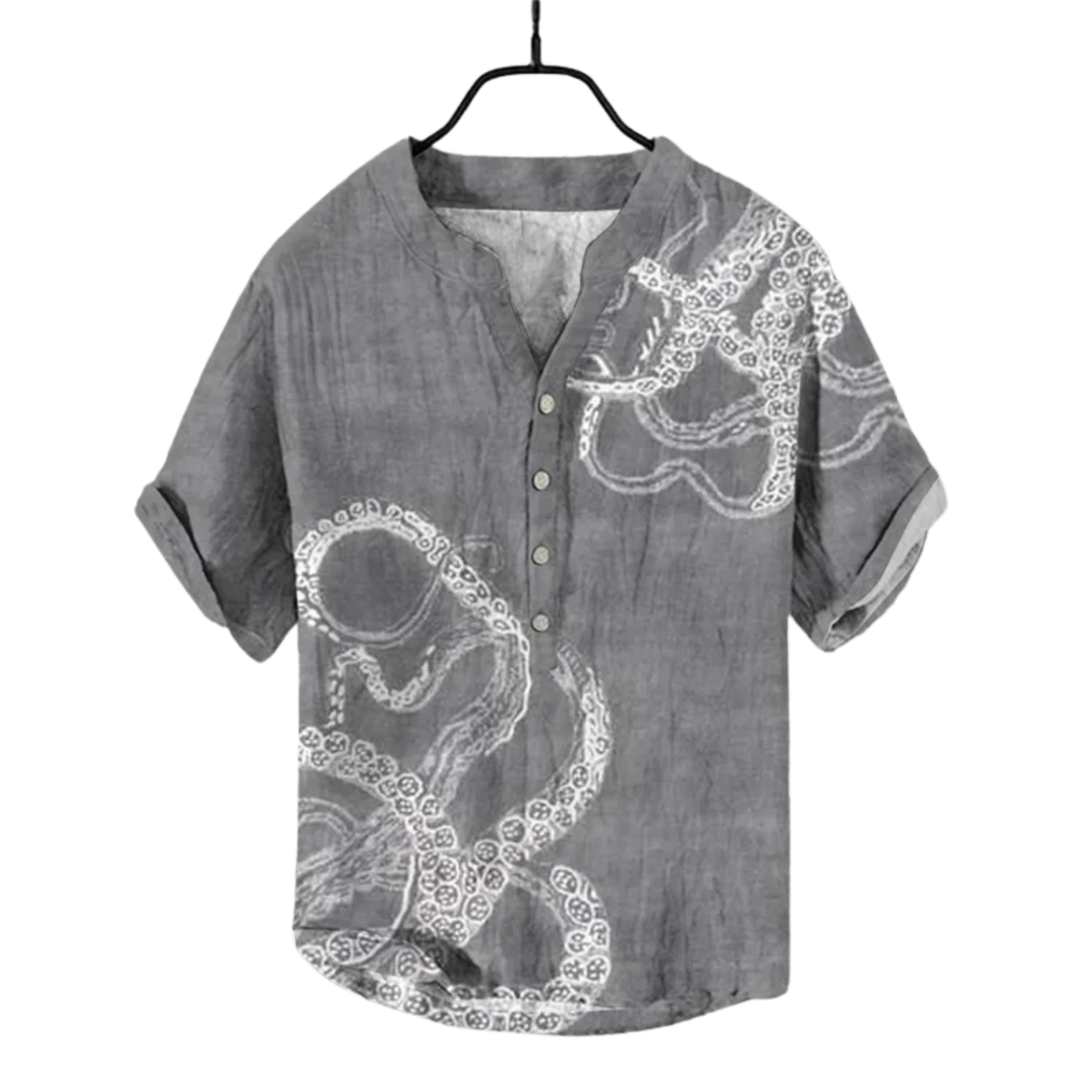 Grey Men’s 3D Print Linen Shirt Dragon Design – The Crew