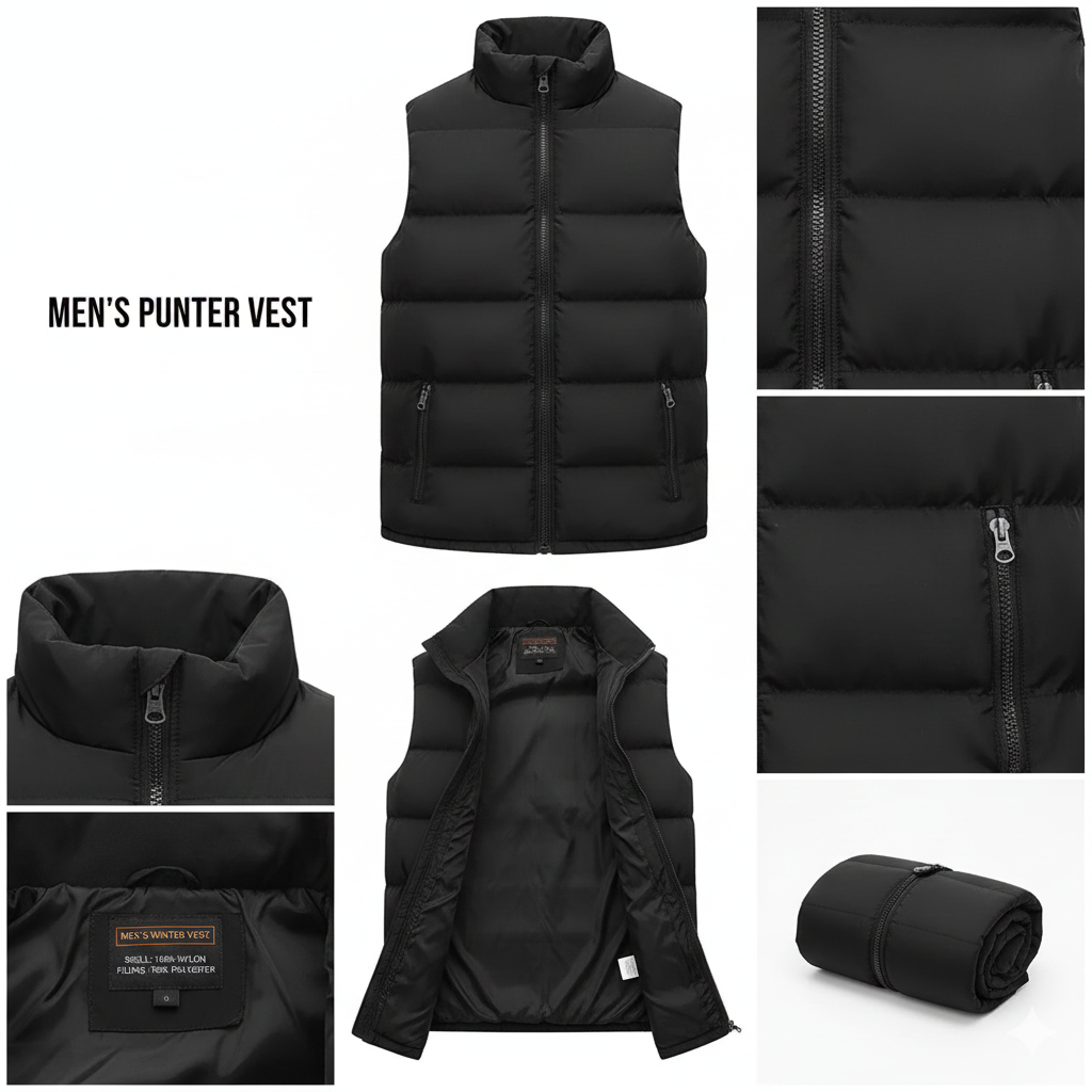 Men’s Winter Vest with Zipper Pockets Display – The Crew