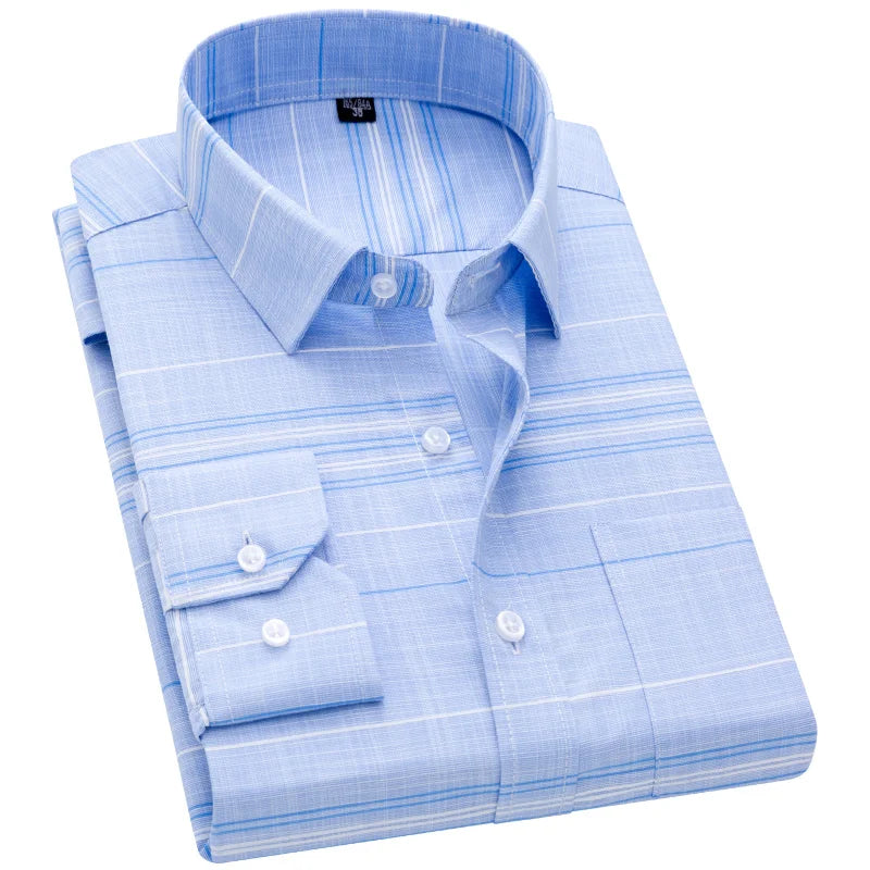Blue cotton dress shirt folded front – The Crew
