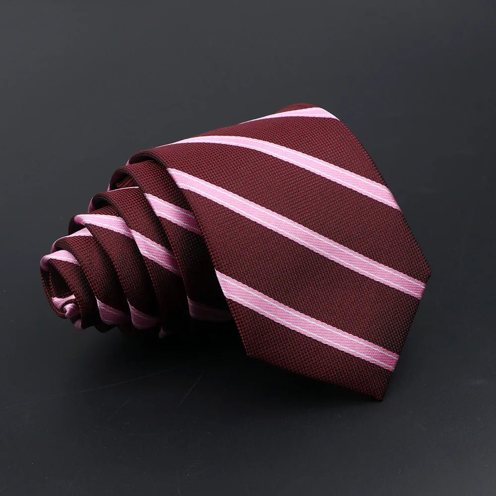 Men’s Classic Jacquard Tie 7cm Solid, Stripe & Plaid - The Crew