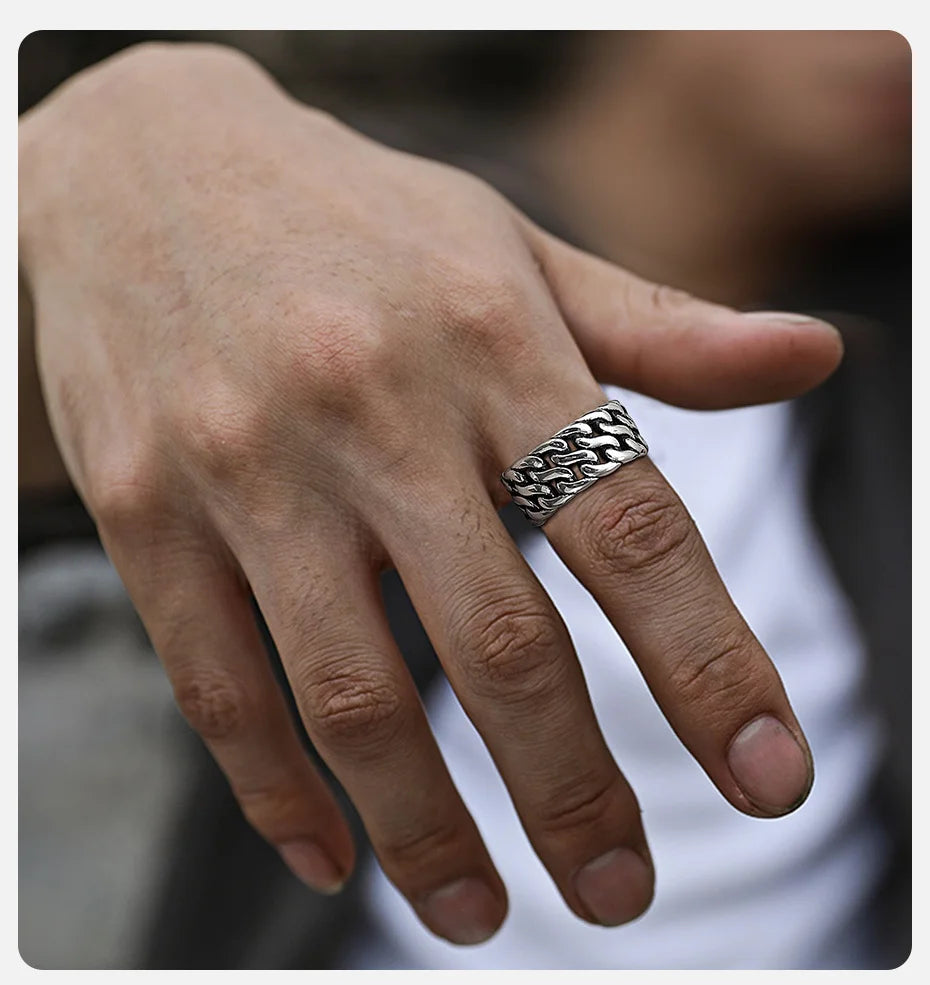 Men's Obsidian Cuban Double Link Ring