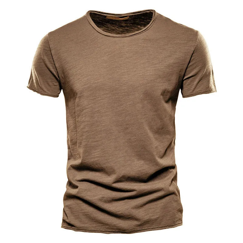Brown cotton T-shirt casual front – The Crew