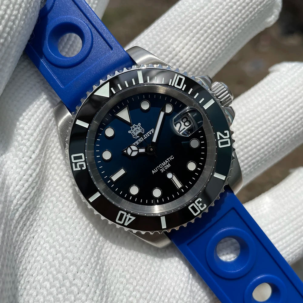 STEELDIVE SD1953 blue dial rubber strap – The Crew