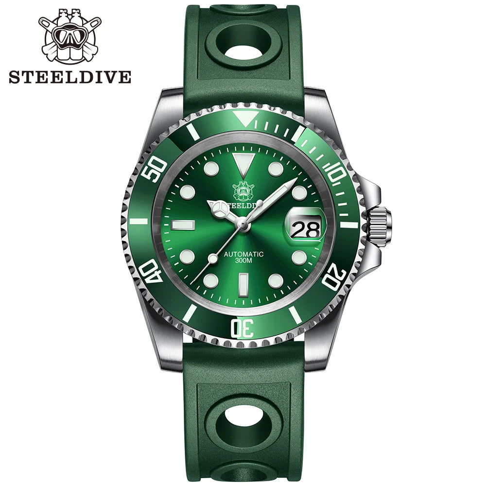 STEELDIVE SD1953 green dial rubber strap – The Crew