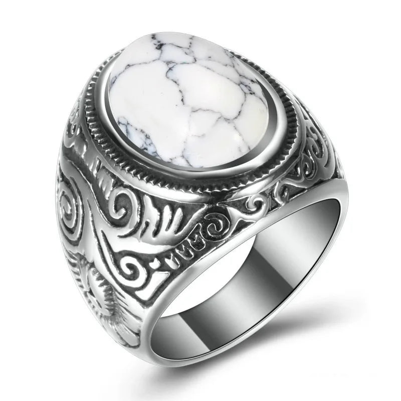 Wite vintage stainless steel ring front – The Crew