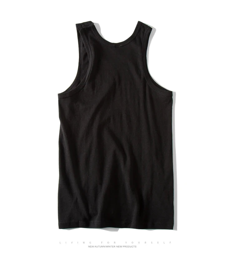Black cotton sleeveless tank top Back View– The Crew